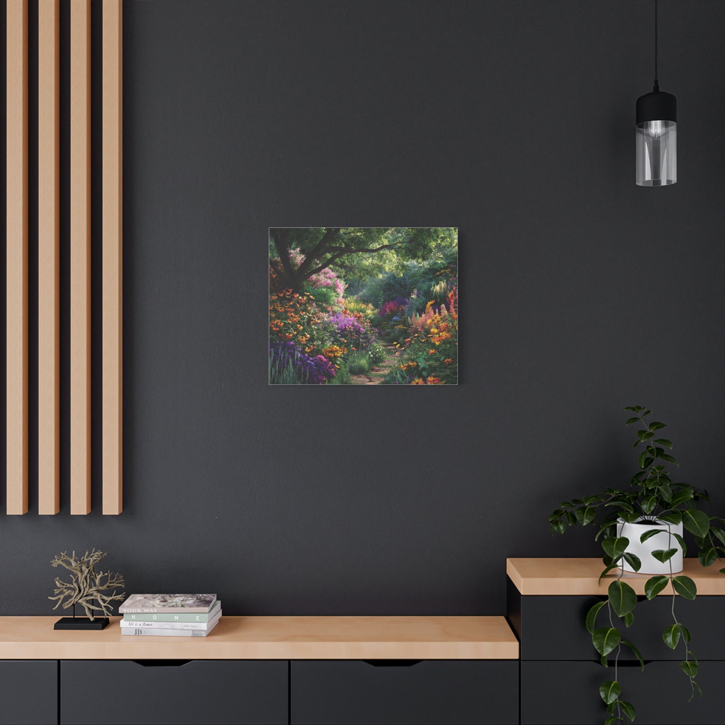 Vibrant Garden Canvas Art, Nature Wall Decor, Floral Home Accent, Landscape Print, Botanical Artwork for Any Room