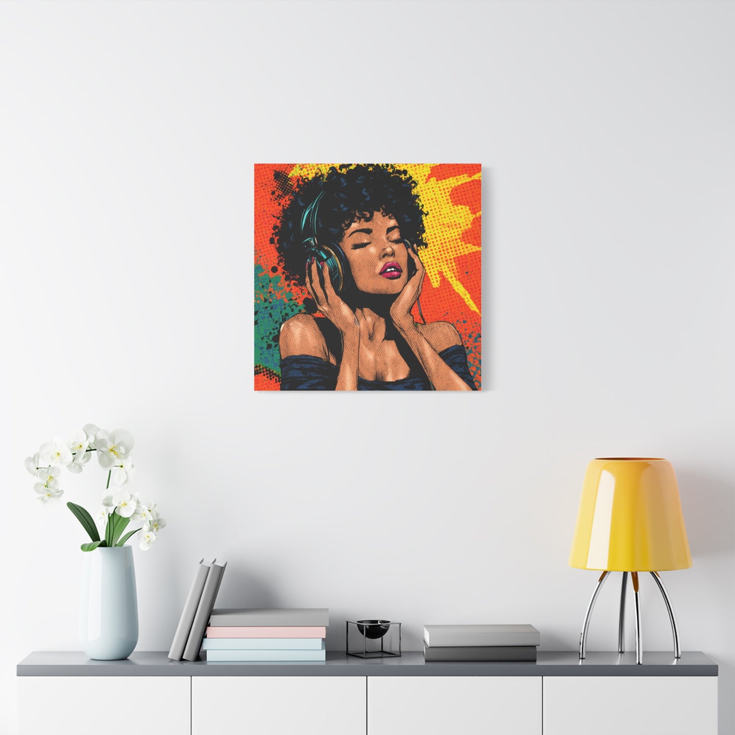 Vibrant Canvas Wall Art, Pop Art Painting, Music Lover