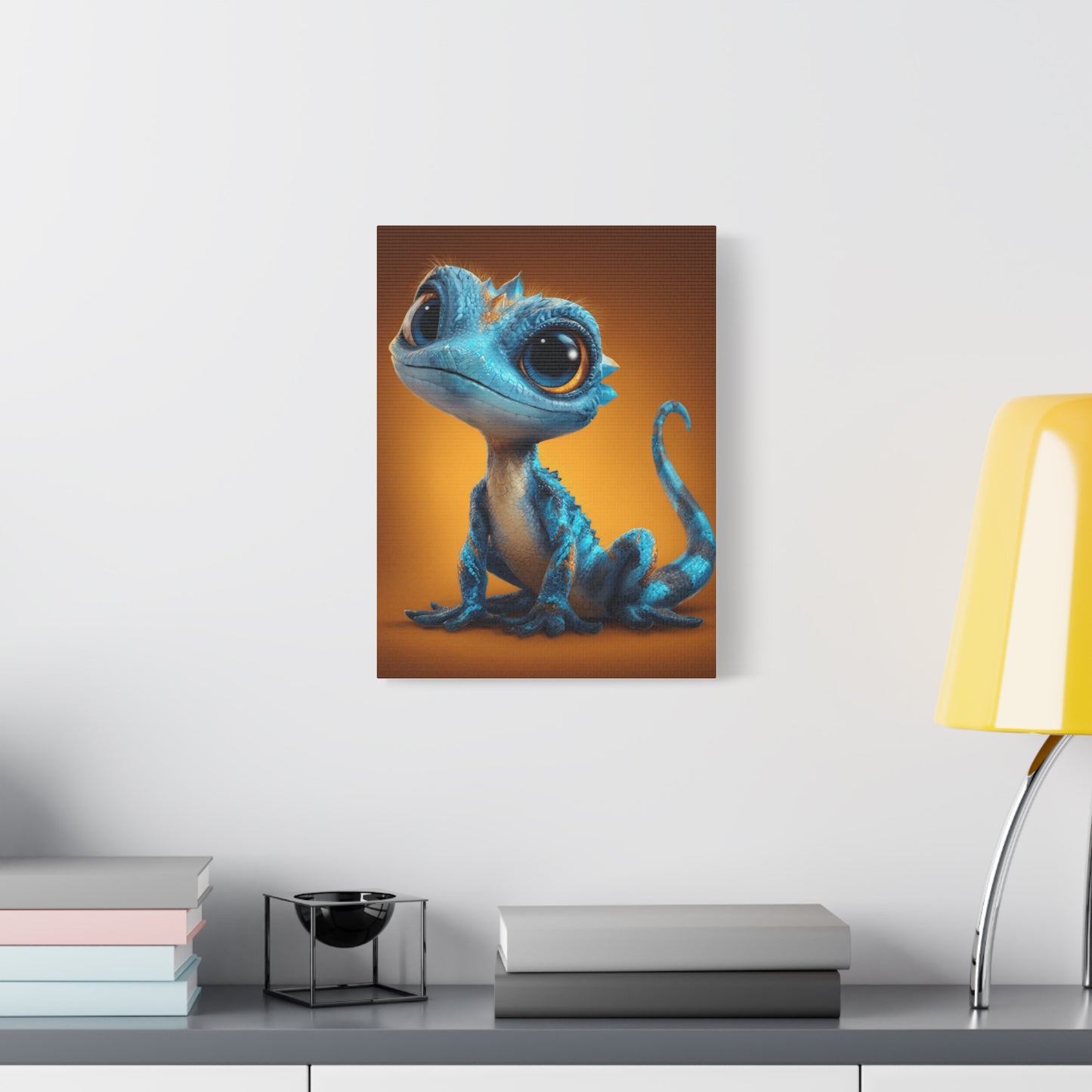 Whimsical Lizard Canvas Art, Cute Animal Decor, Vibrant Wall Art, Children's Room Decoration, Playful Creature Artwork