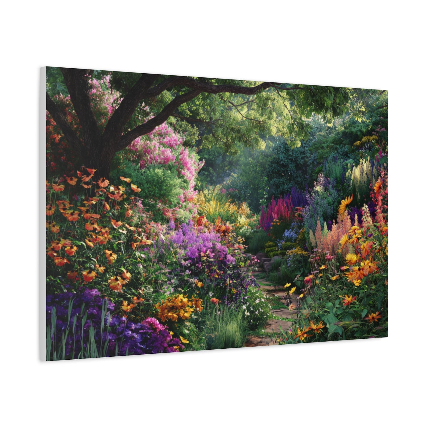 Vibrant Garden Canvas Art, Nature Wall Decor, Floral Home Accent, Landscape Print, Botanical Artwork for Any Room