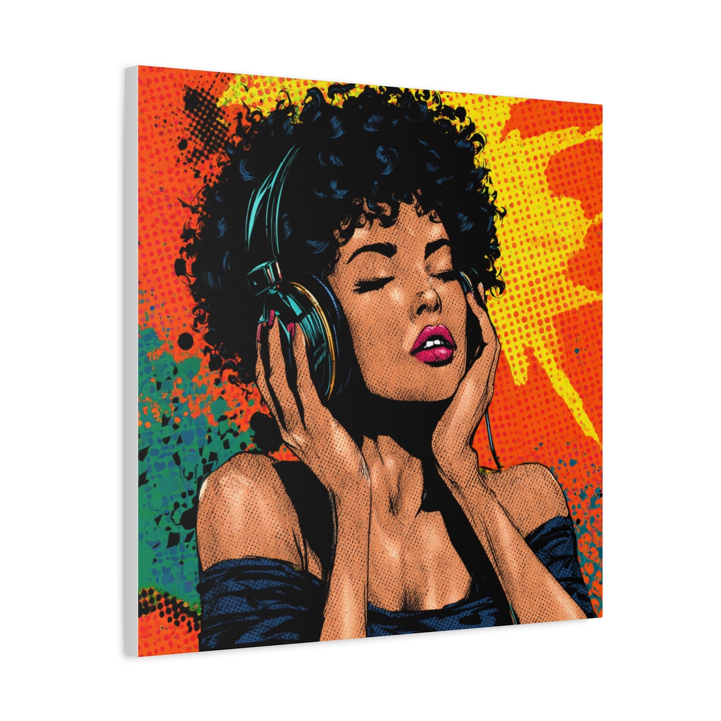 Vibrant Canvas Wall Art, Pop Art Painting, Music Lover