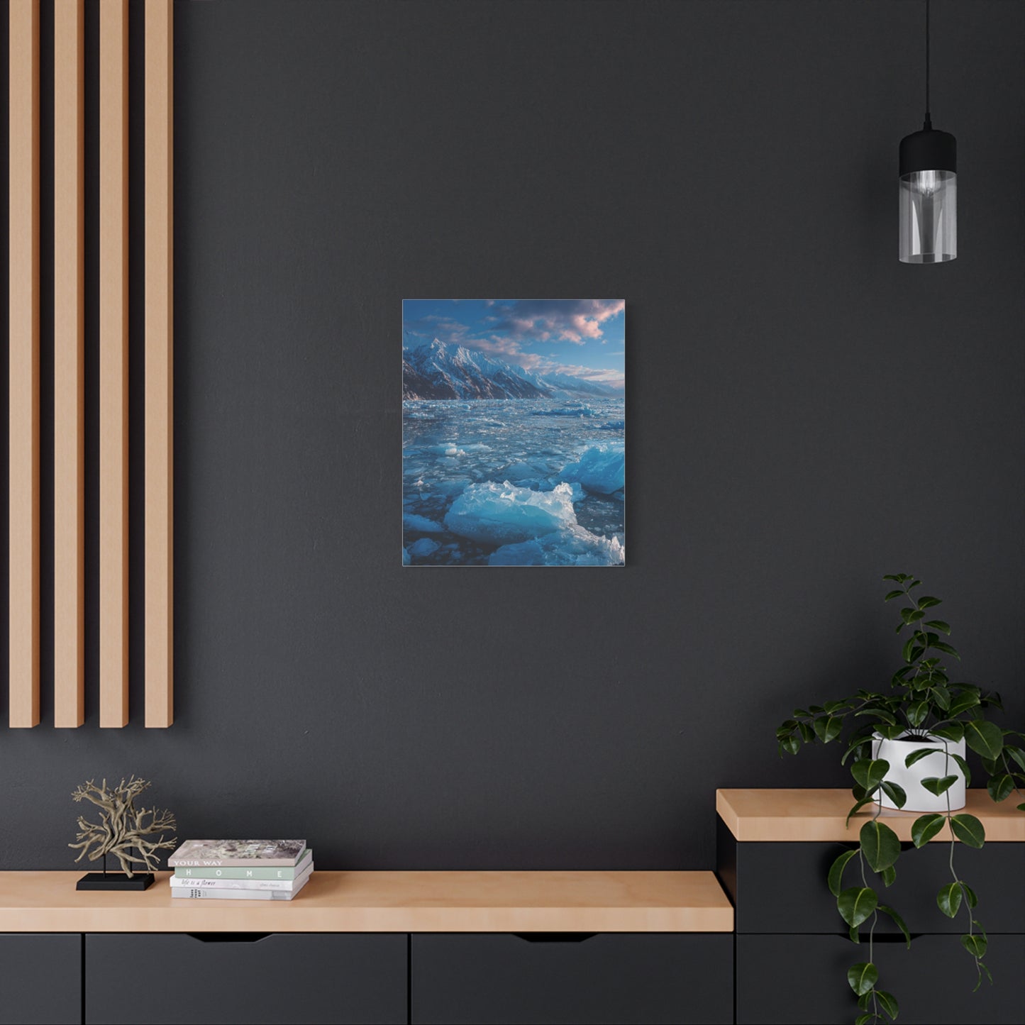 Serene Blue Glacier Canvas Wall Art, Landscape Decor, Home Serenity, Nature Prints for Living Room, Office, Gift Ideas