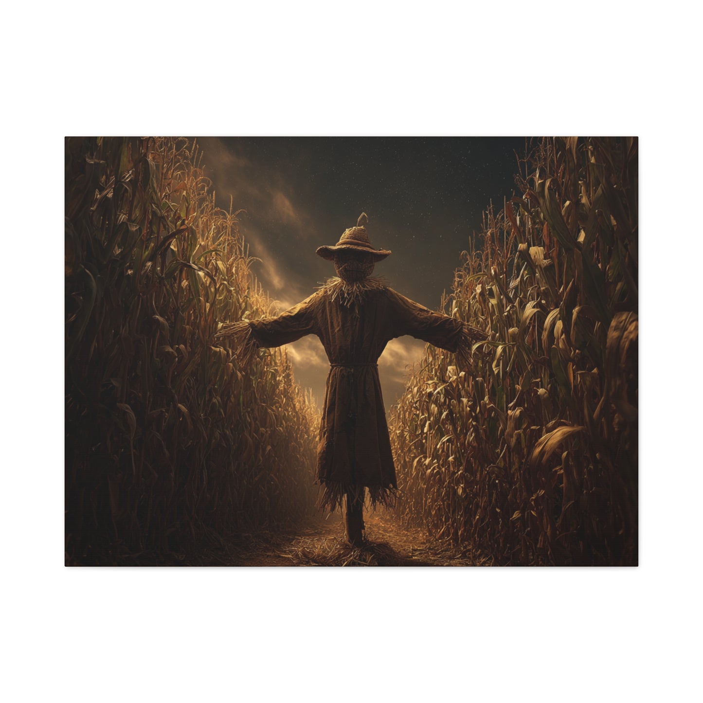 Canvas Print -  Scarecrow in Field - Wall Art Decor - Halloween