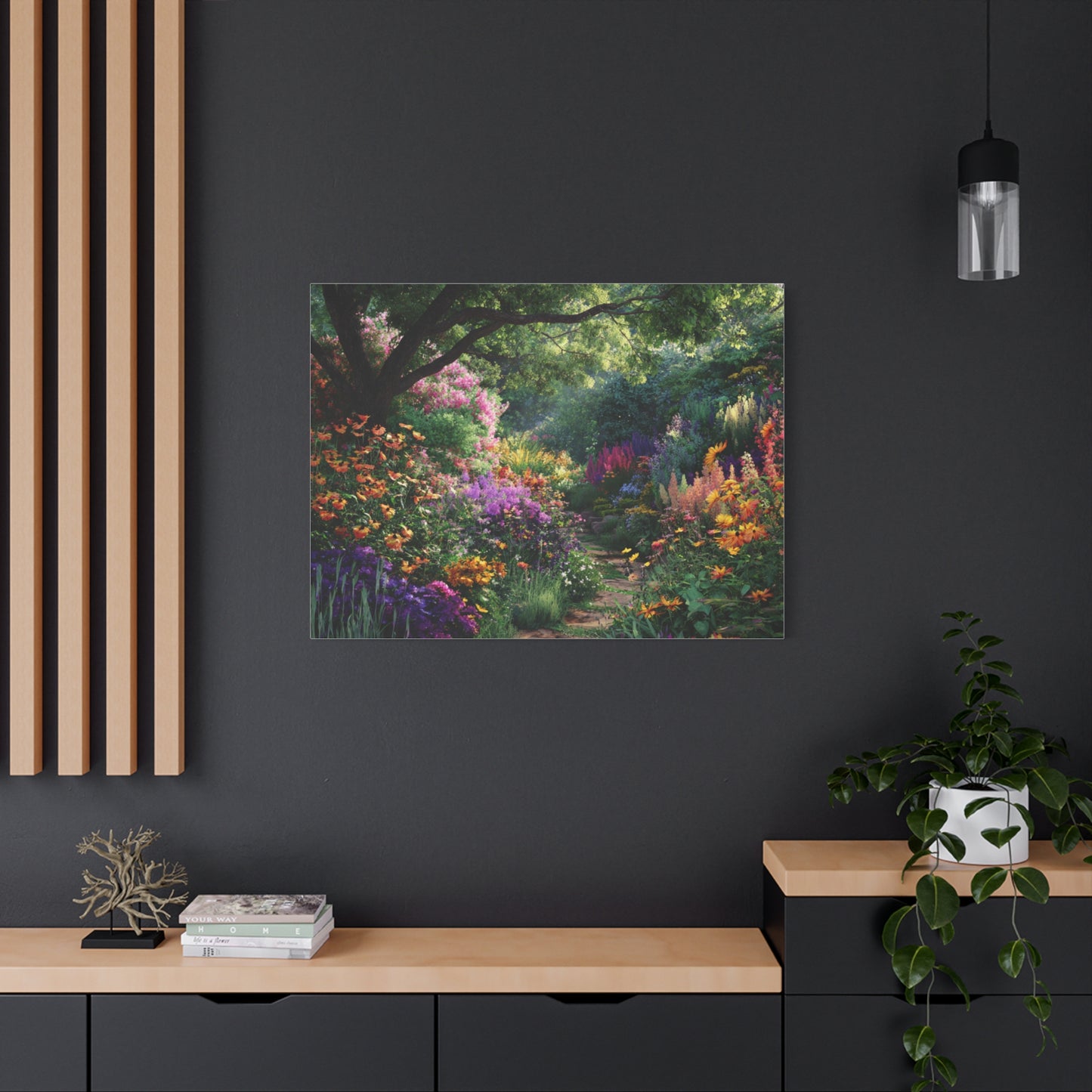 Vibrant Garden Canvas Art, Nature Wall Decor, Floral Home Accent, Landscape Print, Botanical Artwork for Any Room
