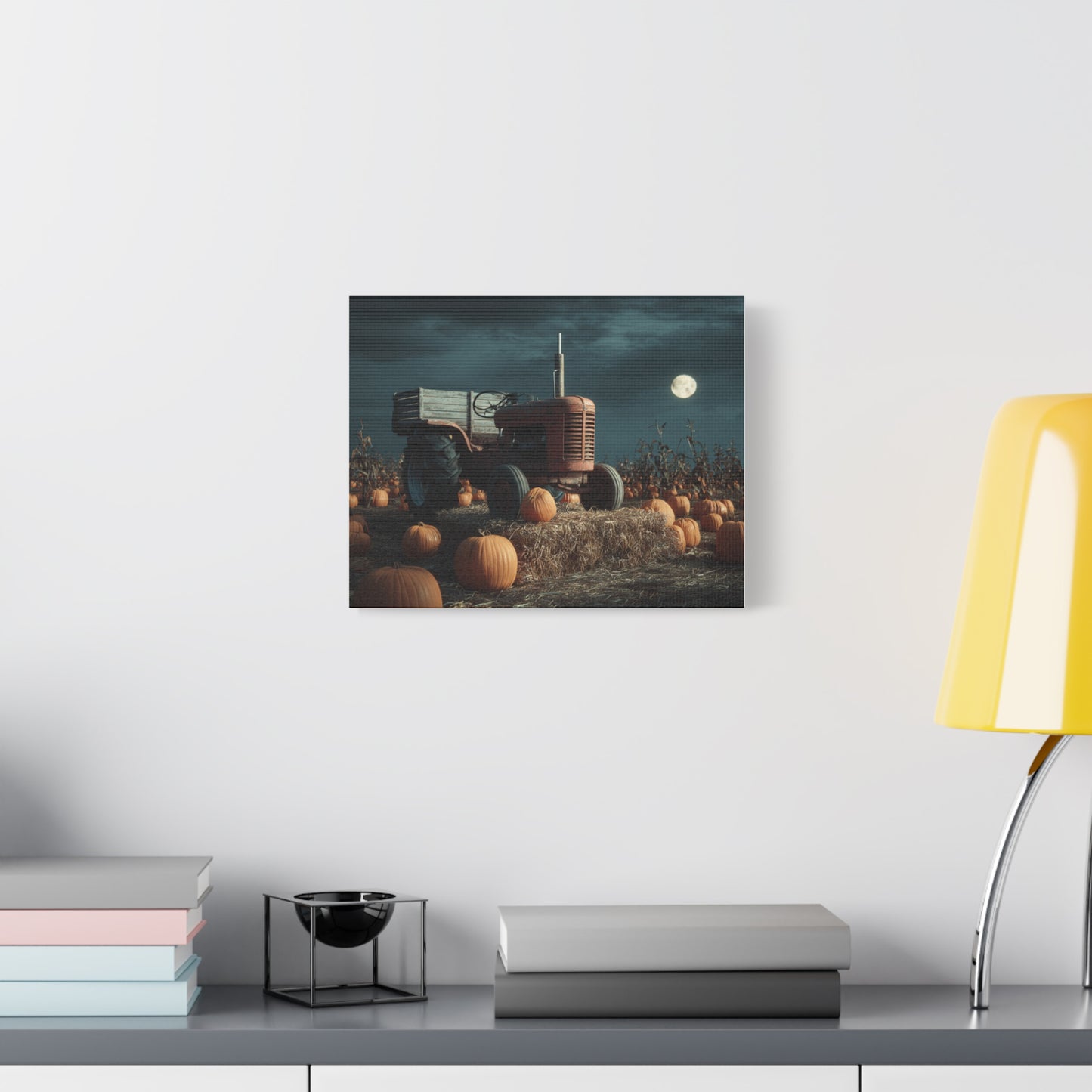 Canvas Print - Tractor in Pumpkin Patch Autumn Scene