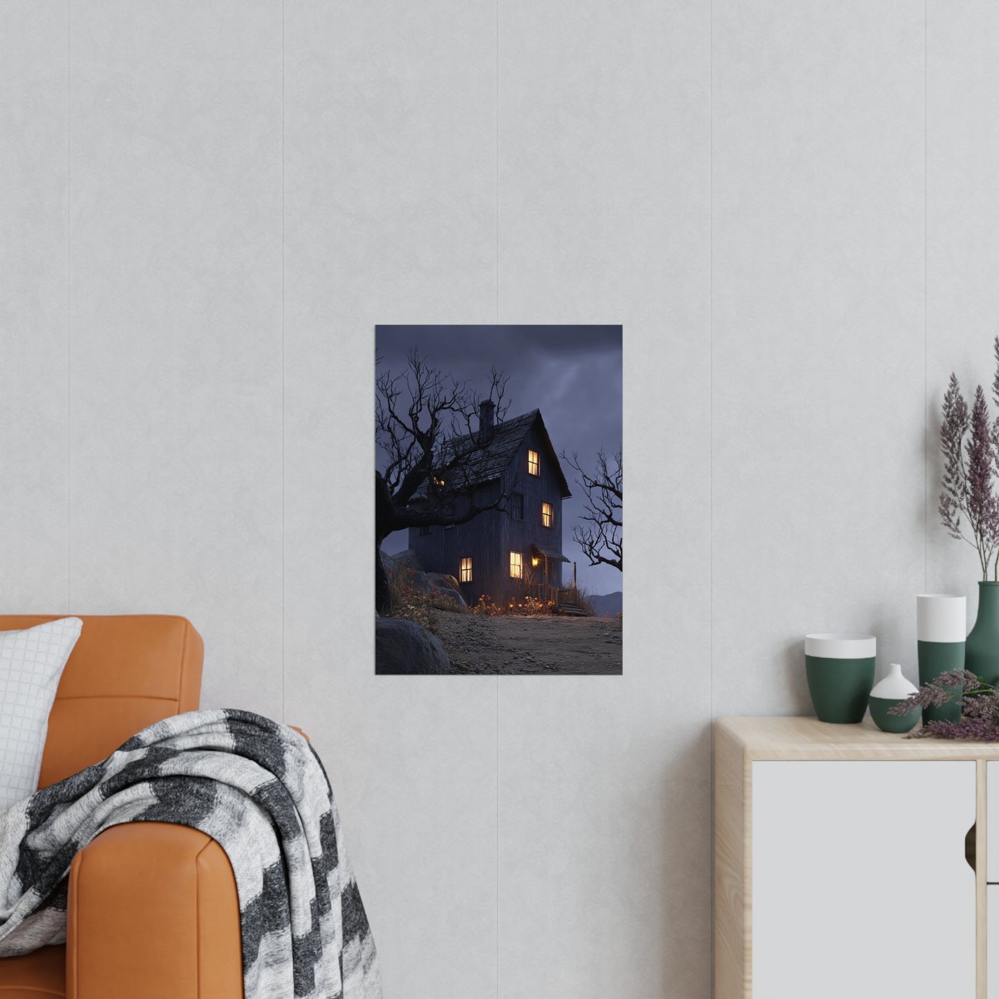 Haunting Home Posters, Dark Aesthetic Wall Art, Cozy Living Room Decor, Spooky Artwork, Halloween Decoration