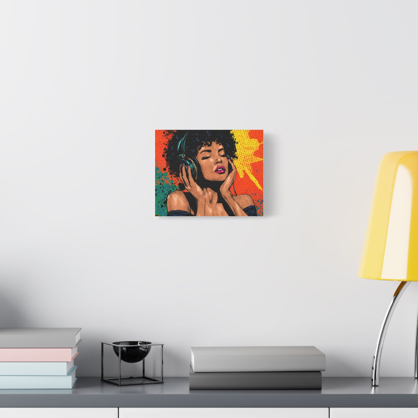 Vibrant Canvas Wall Art, Pop Art Painting, Music Lover