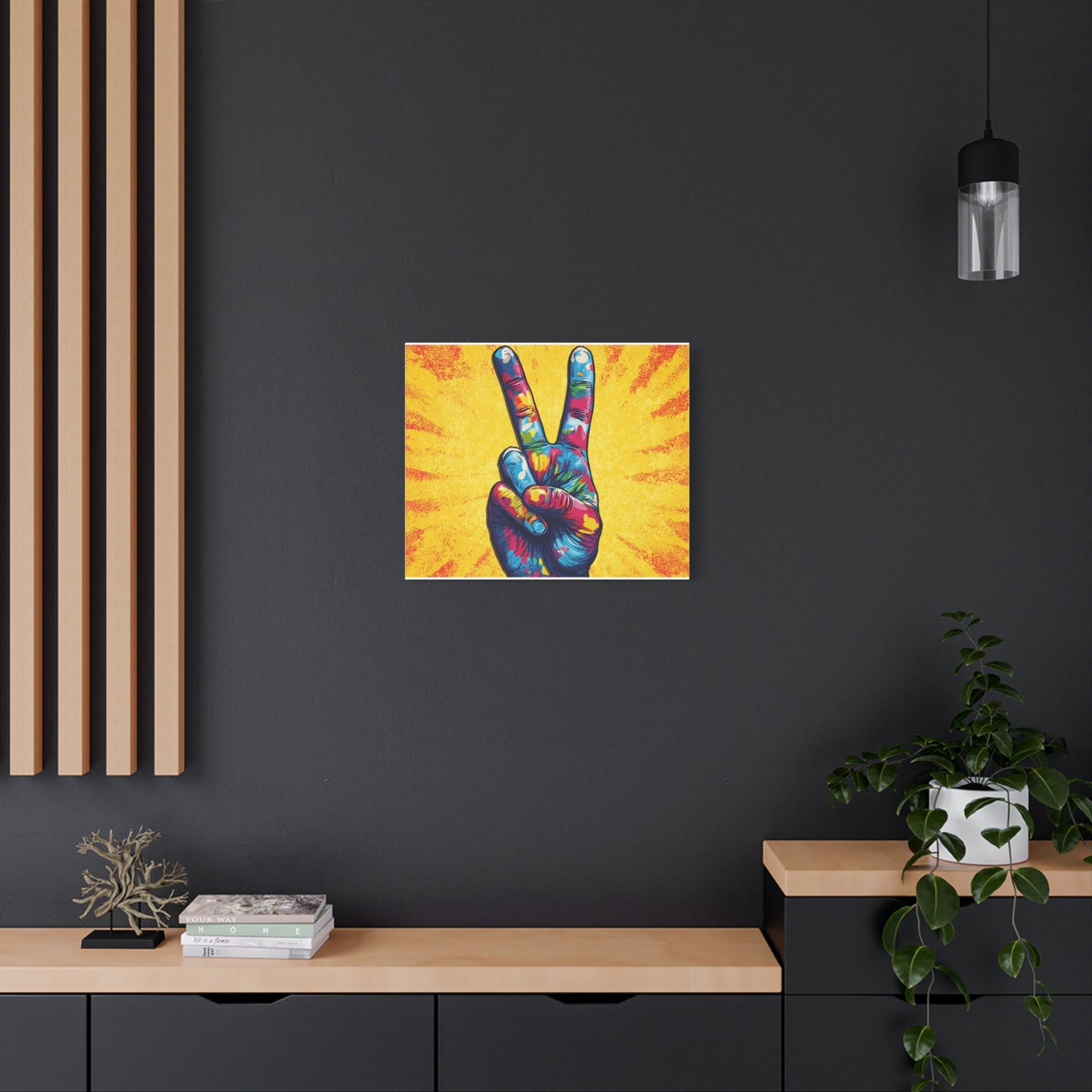 Canvas Print - Hand Peace Sign Pop Art Style