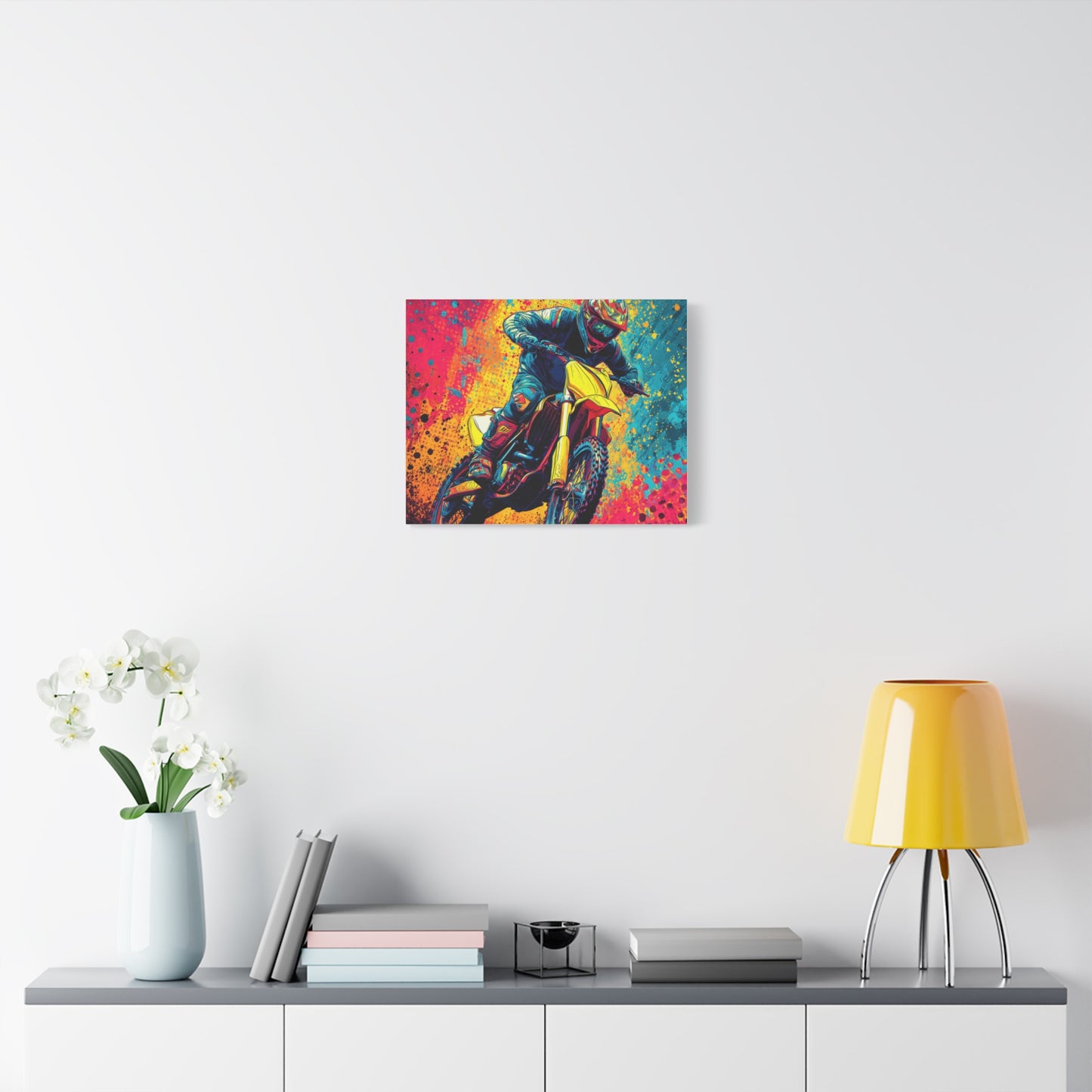 Vibrant Motocross Canvas Art, Perfect for Sports Enthusiasts, Wall Decor, Gift for Bikers, Home or Office Decoration