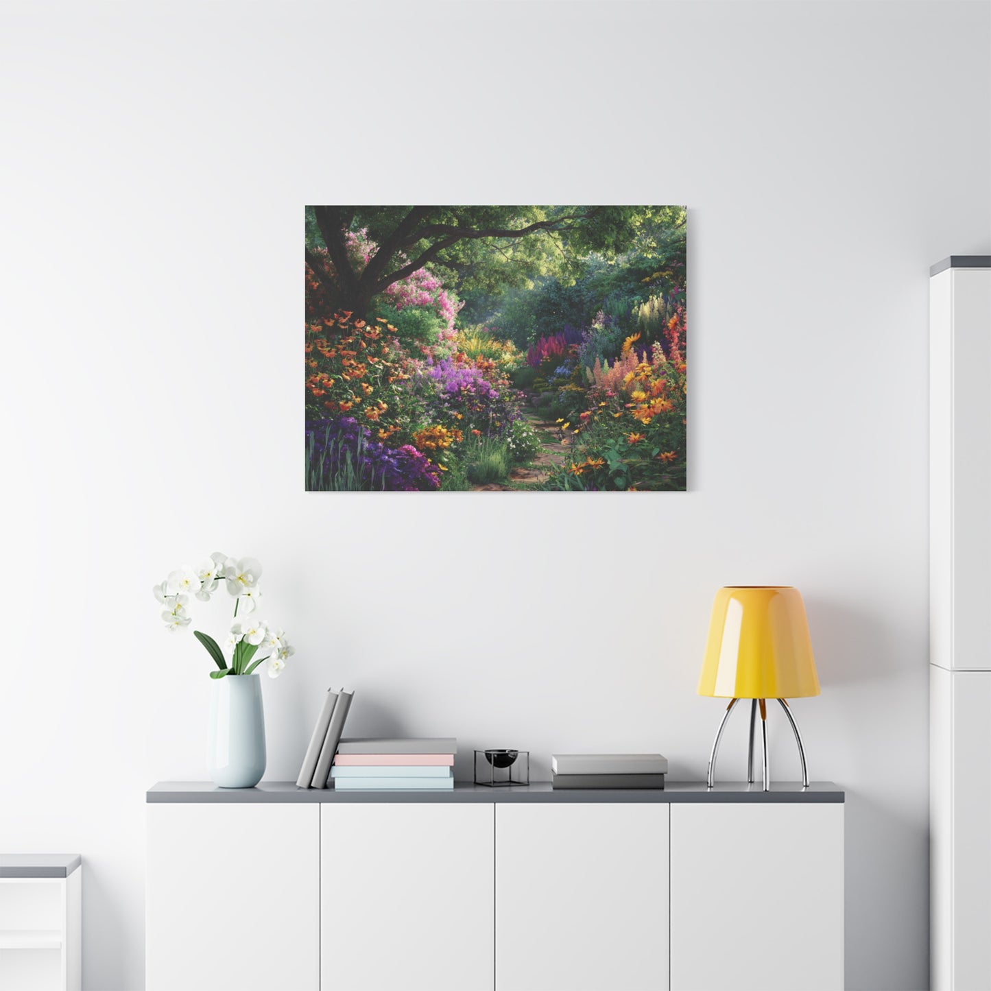 Vibrant Garden Canvas Art, Nature Wall Decor, Floral Home Accent, Landscape Print, Botanical Artwork for Any Room