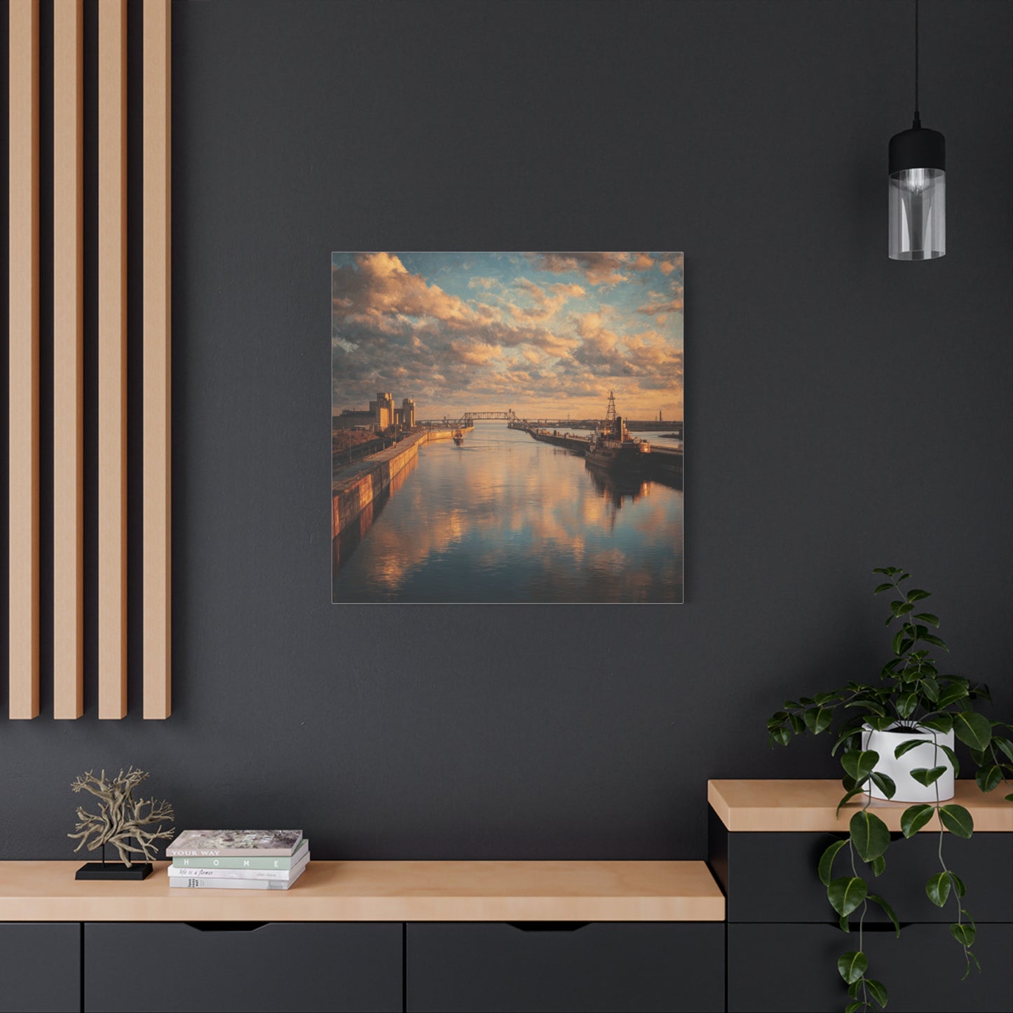 Stretched Canvas Wall Art, Serene River Reflection, Home Decor, Modern Aesthetic, Nature Photography, Gift Idea, Inspirational Decor
