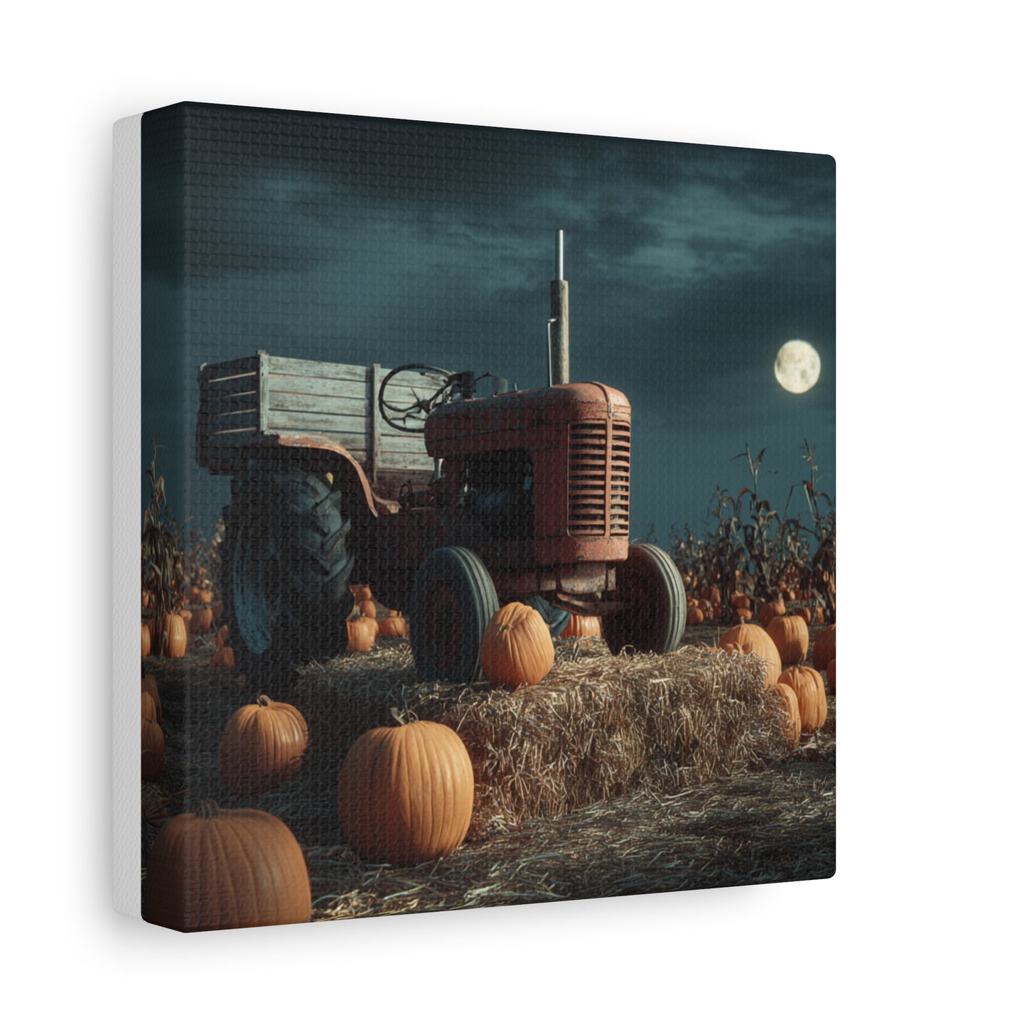 Canvas Print - Tractor in Pumpkin Patch Autumn Scene