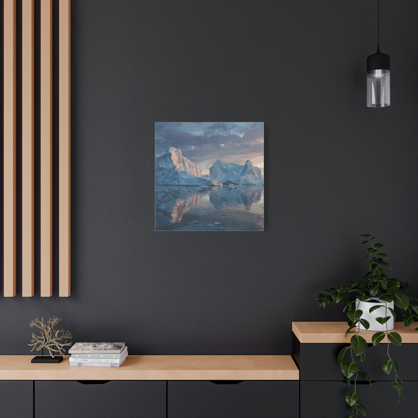 Stretched Canvas Art Print, Geometric Landscape Wall Decor, Minimalist Home Accent, Nature-Inspired Artwork, Unique Gift Idea