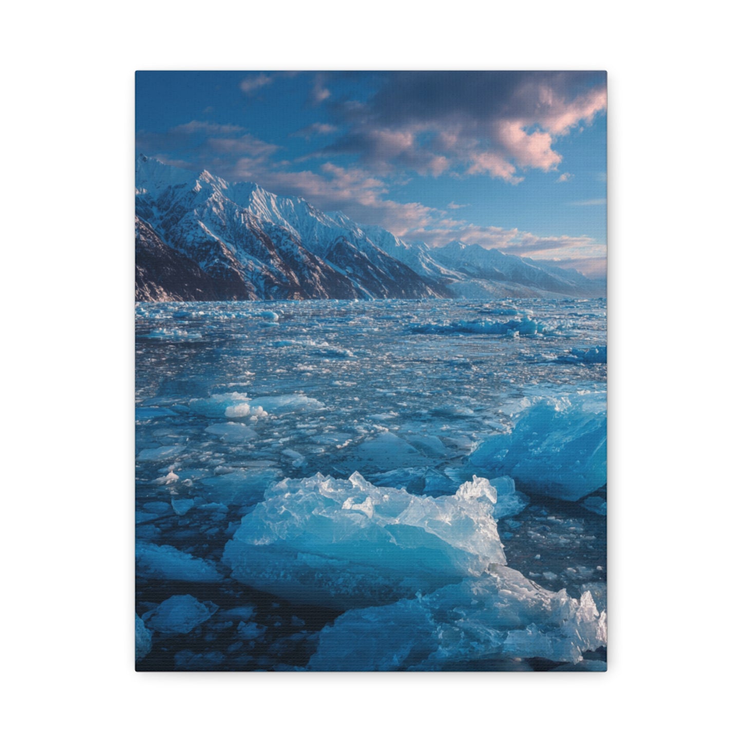 Serene Blue Glacier Canvas Wall Art, Landscape Decor, Home Serenity, Nature Prints for Living Room, Office, Gift Ideas