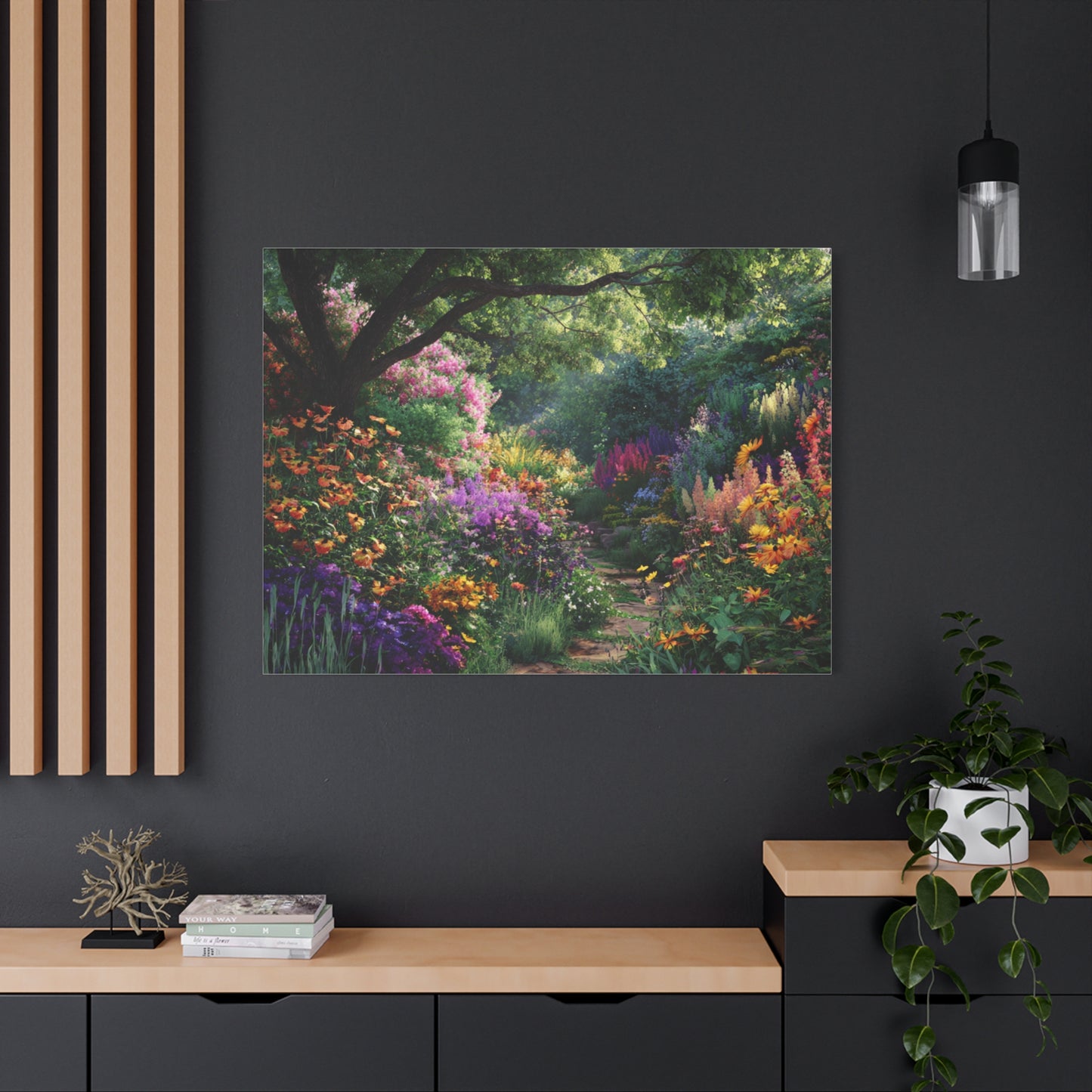 Vibrant Garden Canvas Art, Nature Wall Decor, Floral Home Accent, Landscape Print, Botanical Artwork for Any Room