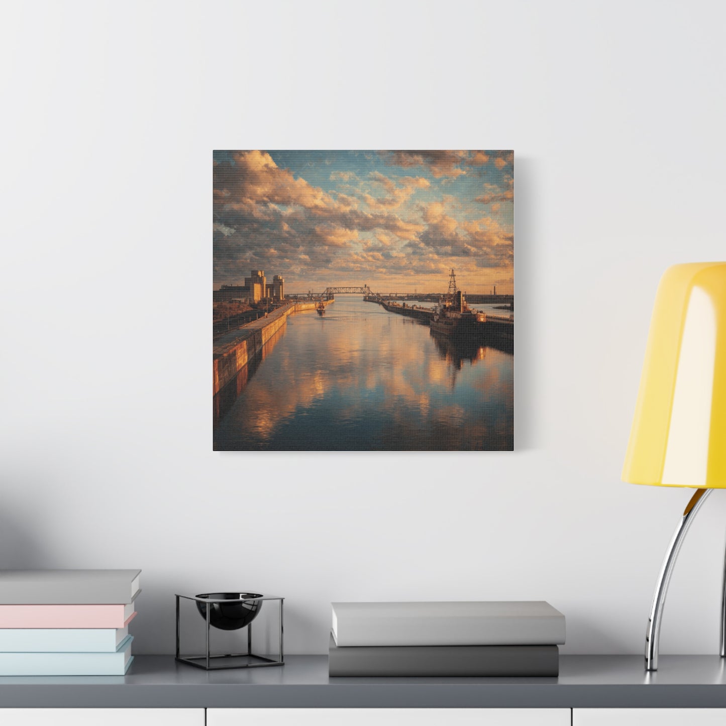 Stretched Canvas Wall Art, Serene River Reflection, Home Decor, Modern Aesthetic, Nature Photography, Gift Idea, Inspirational Decor