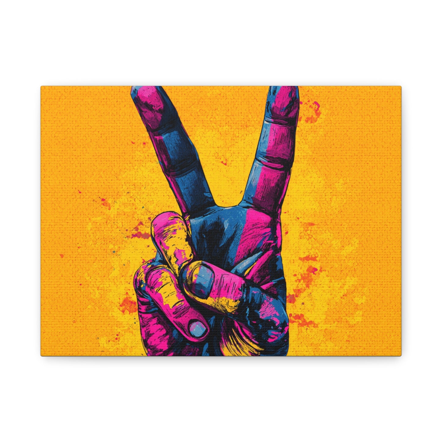 Canvas Print - Hand in Peace Sign, Colorful Pop Art