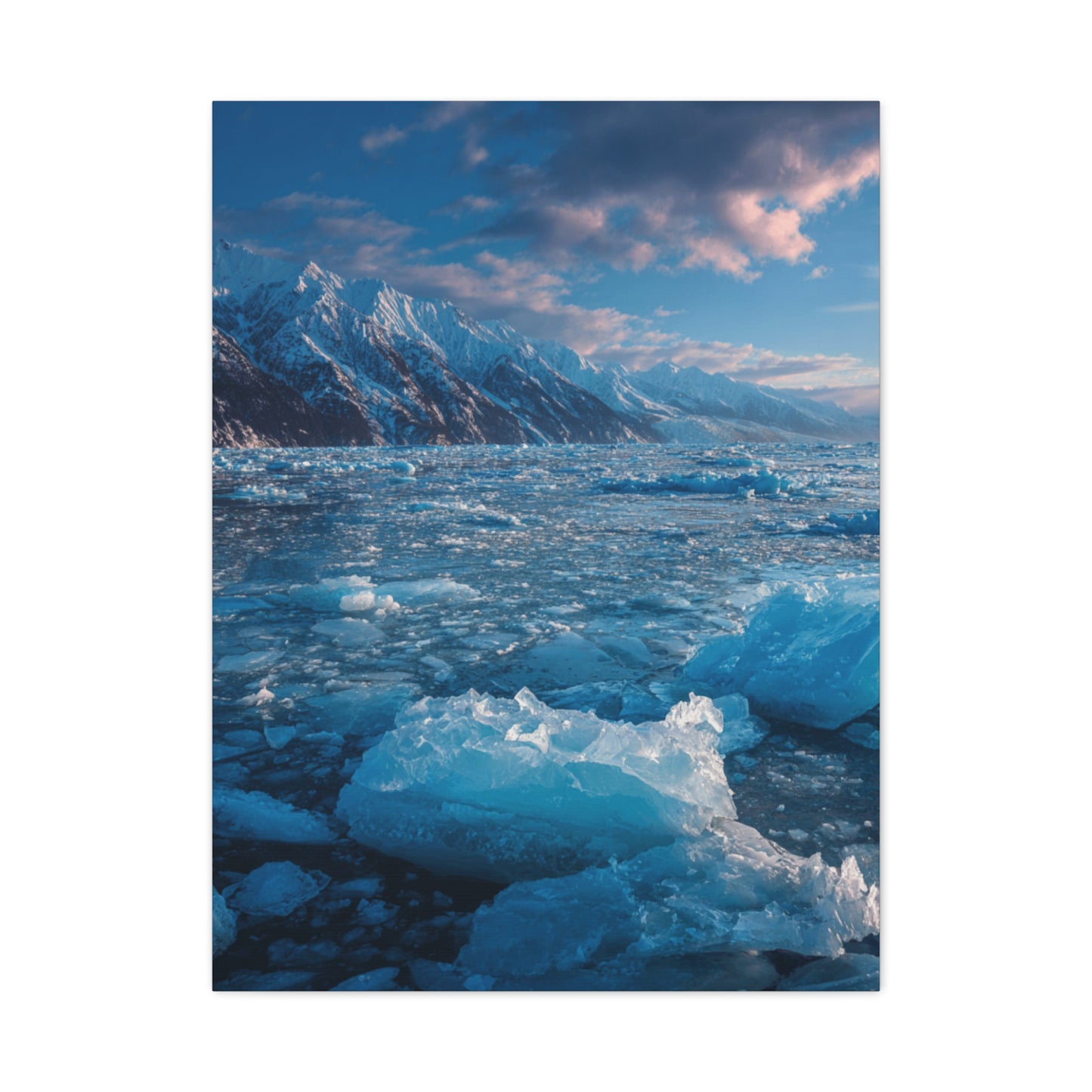 Serene Blue Glacier Canvas Wall Art, Landscape Decor, Home Serenity, Nature Prints for Living Room, Office, Gift Ideas