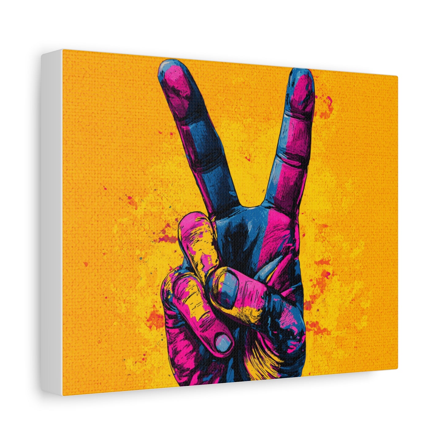 Canvas Print - Hand in Peace Sign, Colorful Pop Art