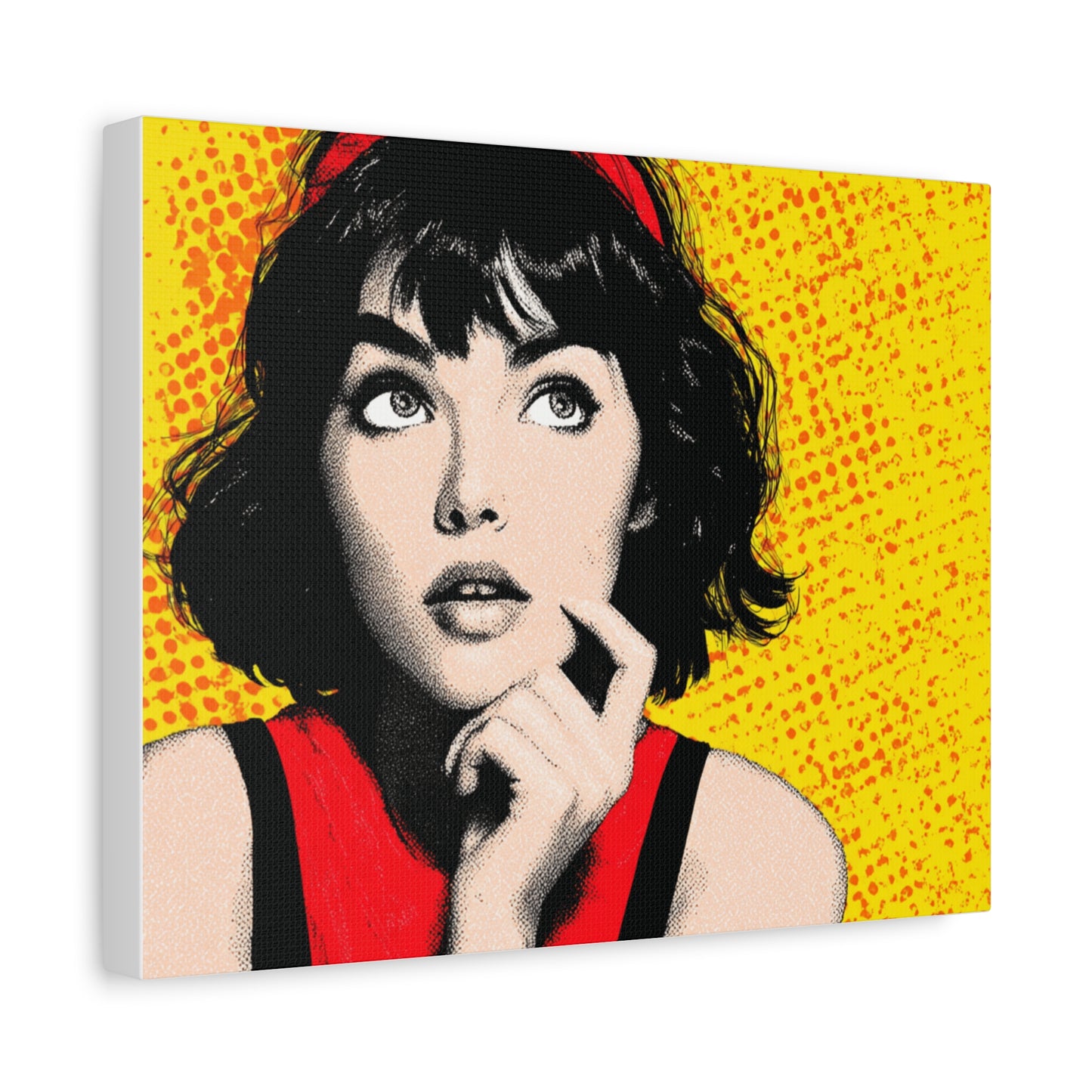 Canvas Print - Pop Art Woman with Black Hair and Red Accents