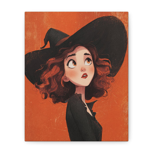 Whimsical Witch Canvas Print, Halloween Decor, Art for Home, Gift for Witches, Fall Wall Art, Magic Lover's Gift
