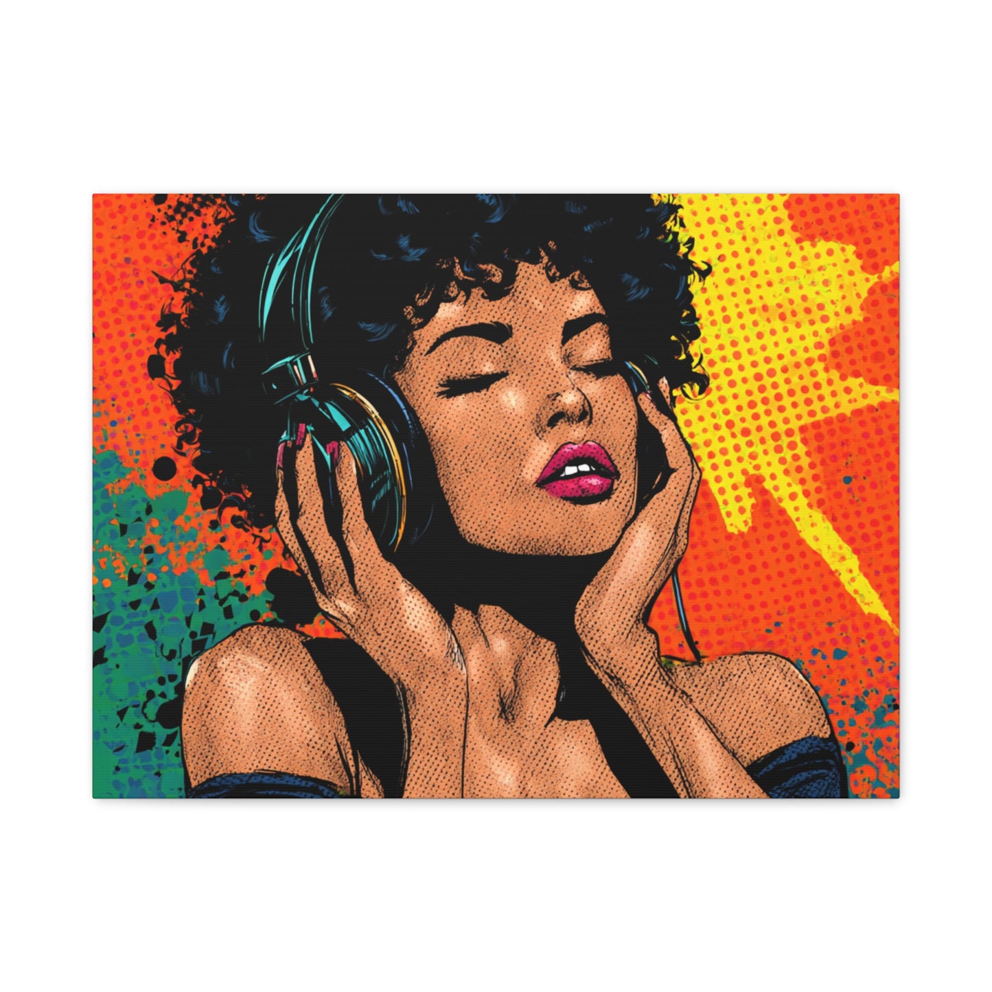 Vibrant Canvas Wall Art, Pop Art Painting, Music Lover
