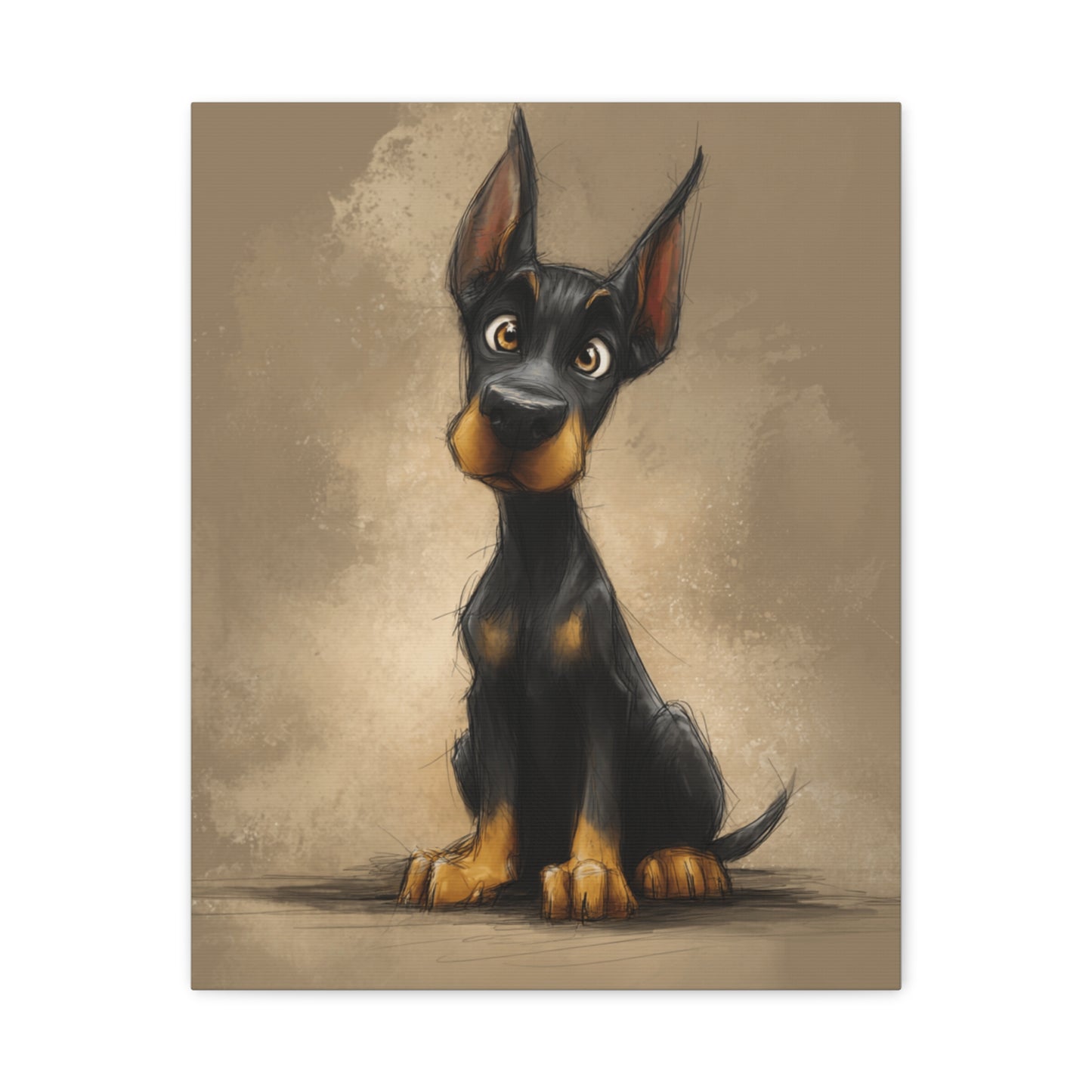 Cute Dog Art Canvas Print, Stretched Dog Wall Decor, Pet Lover Gift, Home Decor for Dog Owners, Animal Portrait, Dog Mom Gift