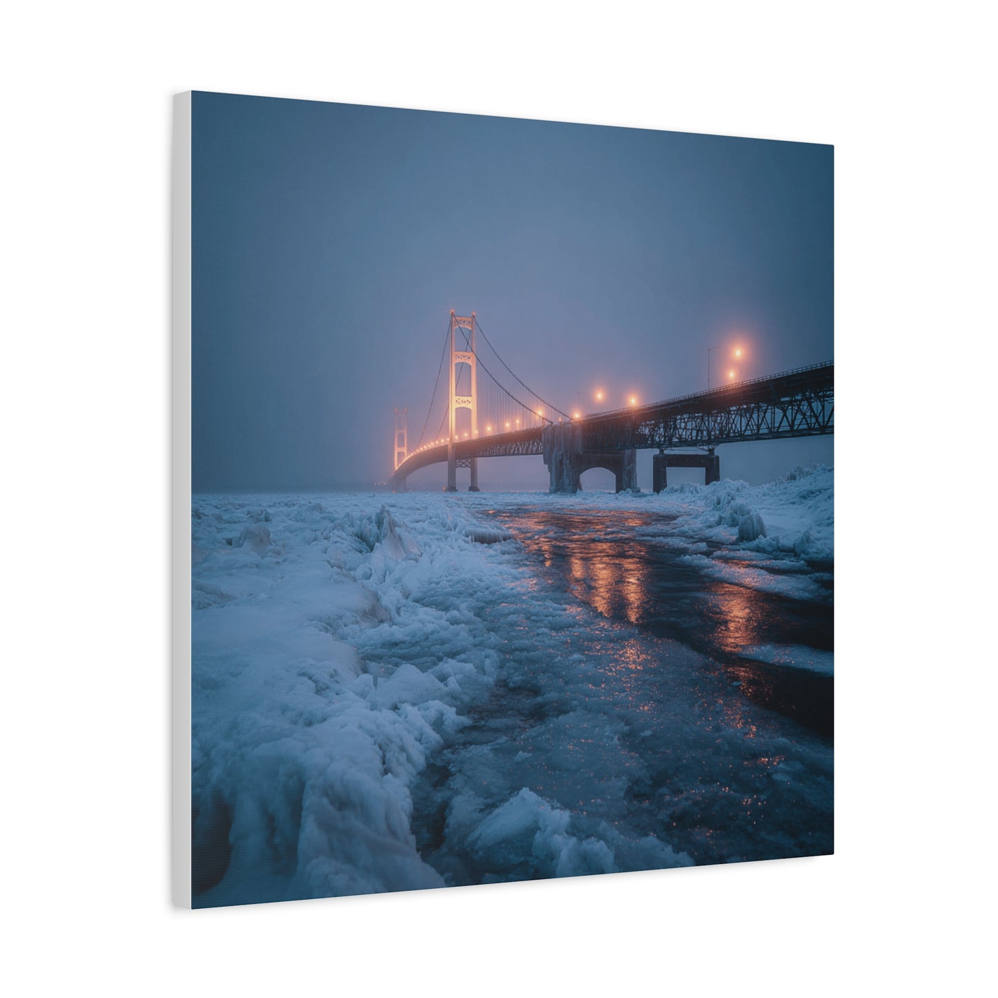 Winter Bridge Canvas Print, Decorative Wall Art, Home Decor, Framed Landscape, Gift for Nature Lovers, Contemporary Art
