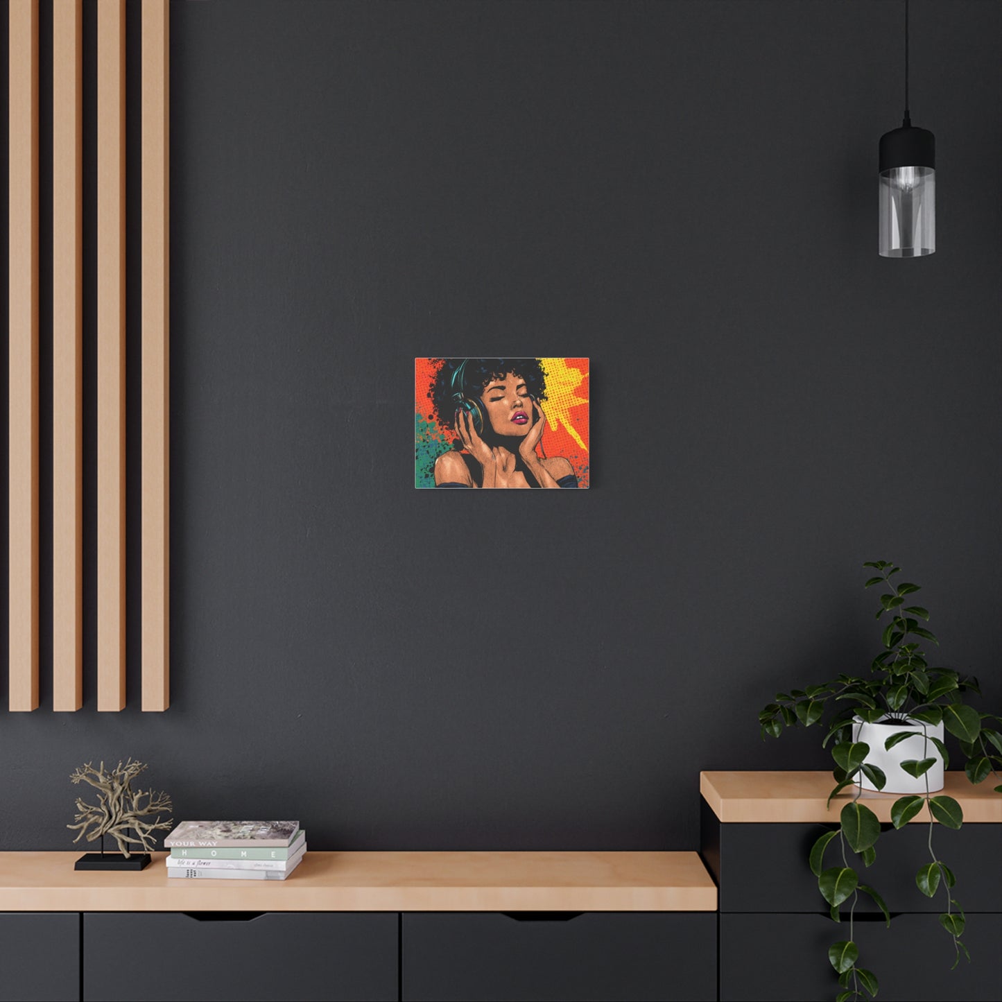 Vibrant Canvas Wall Art, Pop Art Painting, Music Lover