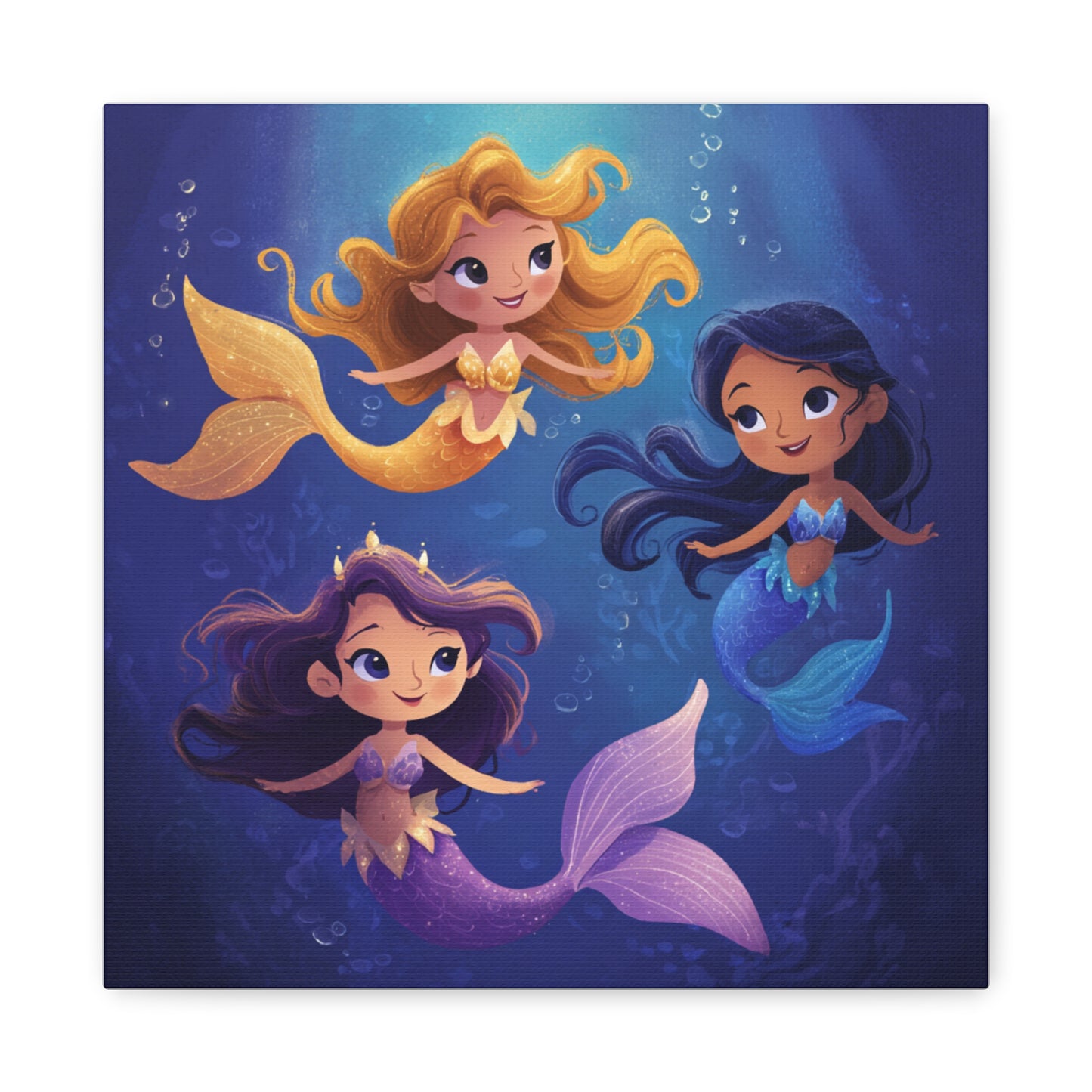 Mermaid Kids' Canvas Print, Whimsical Wall Art for Girls' Rooms, Cute Nursery Decor, Mermaid Theme Bedroom, Magical Birthday Gift