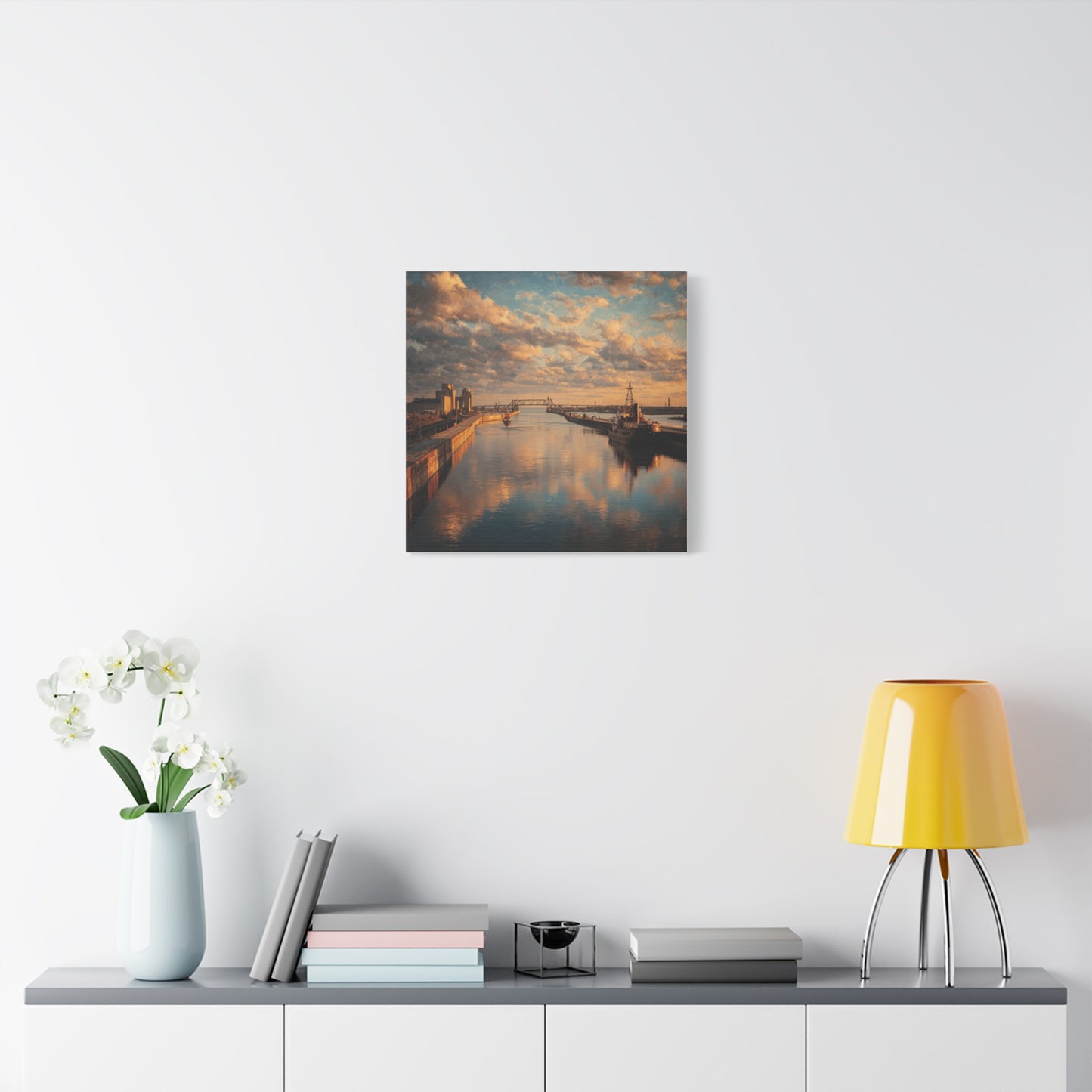 Stretched Canvas Wall Art, Serene River Reflection, Home Decor, Modern Aesthetic, Nature Photography, Gift Idea, Inspirational Decor