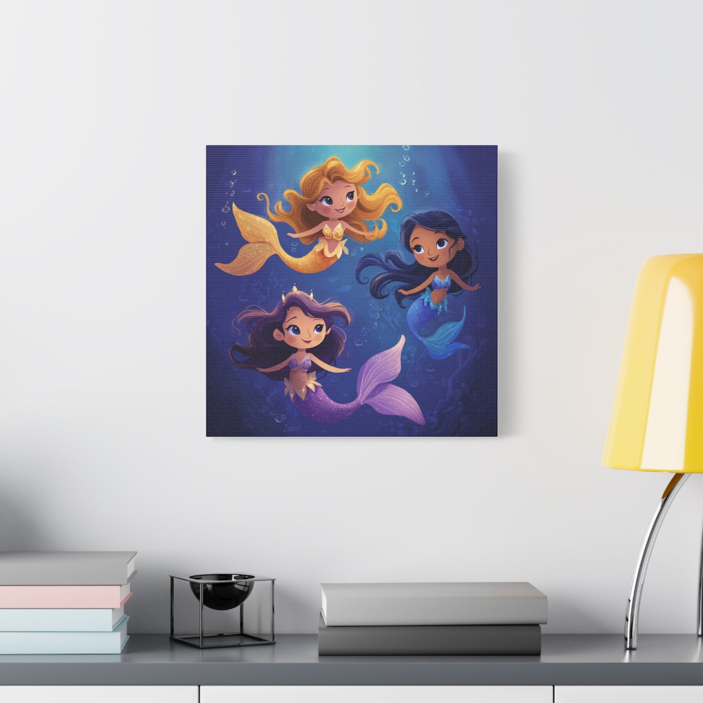 Mermaid Kids' Canvas Print, Whimsical Wall Art for Girls' Rooms, Cute Nursery Decor, Mermaid Theme Bedroom, Magical Birthday Gift