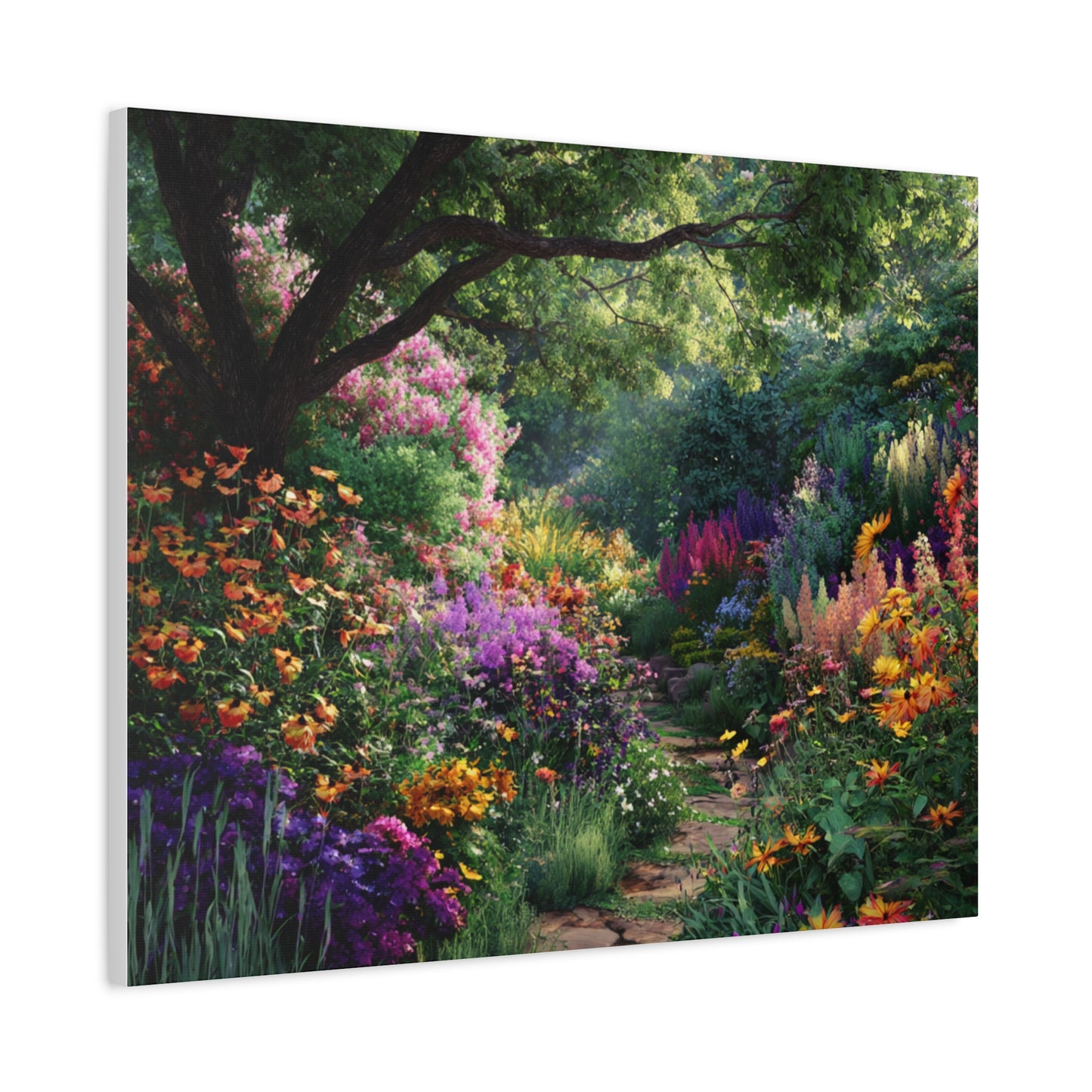 Vibrant Garden Canvas Art, Nature Wall Decor, Floral Home Accent, Landscape Print, Botanical Artwork for Any Room