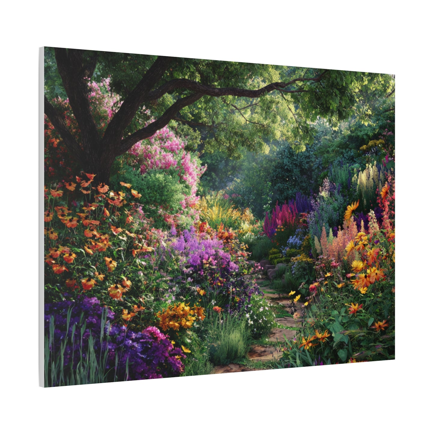 Vibrant Garden Canvas Art, Nature Wall Decor, Floral Home Accent, Landscape Print, Botanical Artwork for Any Room