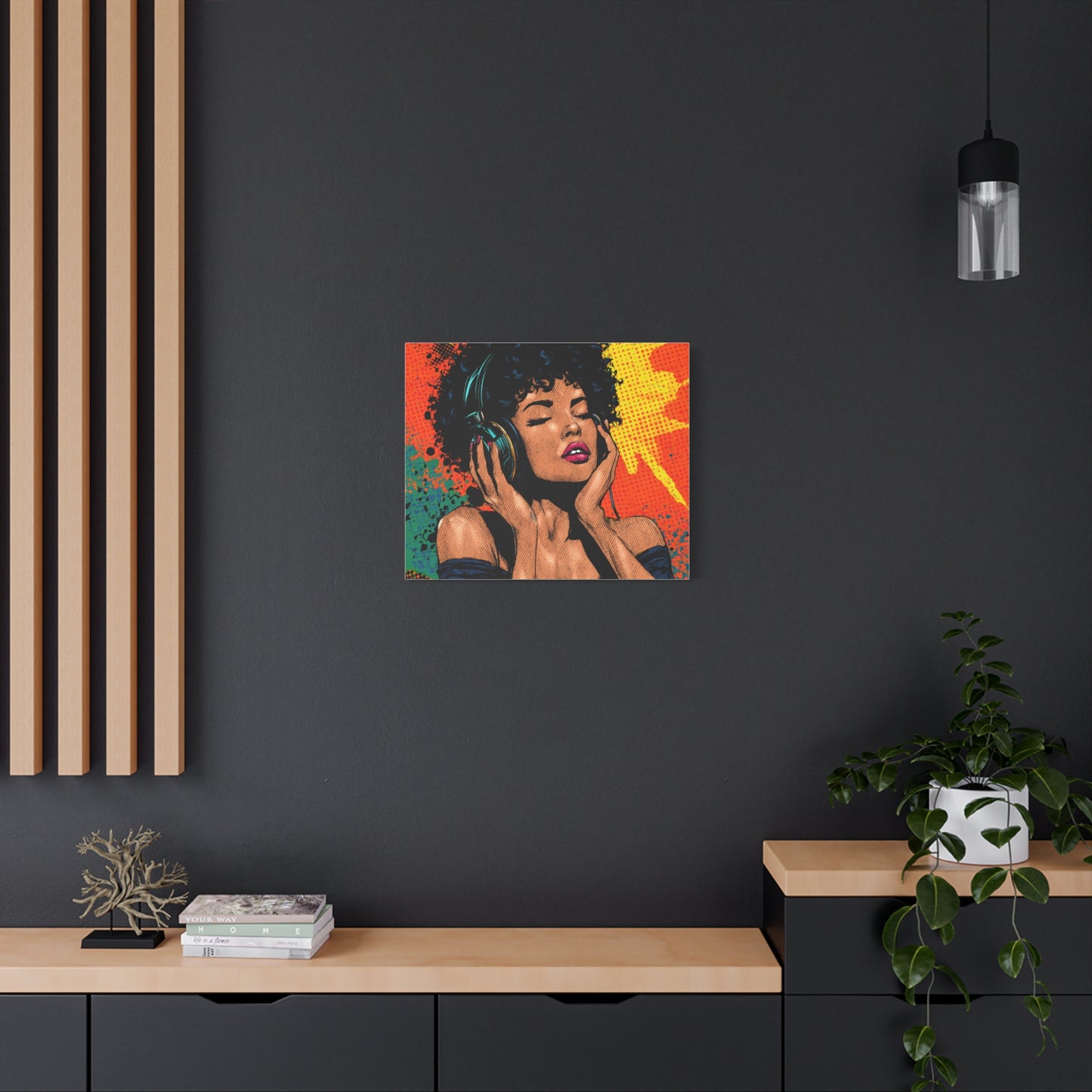 Vibrant Canvas Wall Art, Pop Art Painting, Music Lover