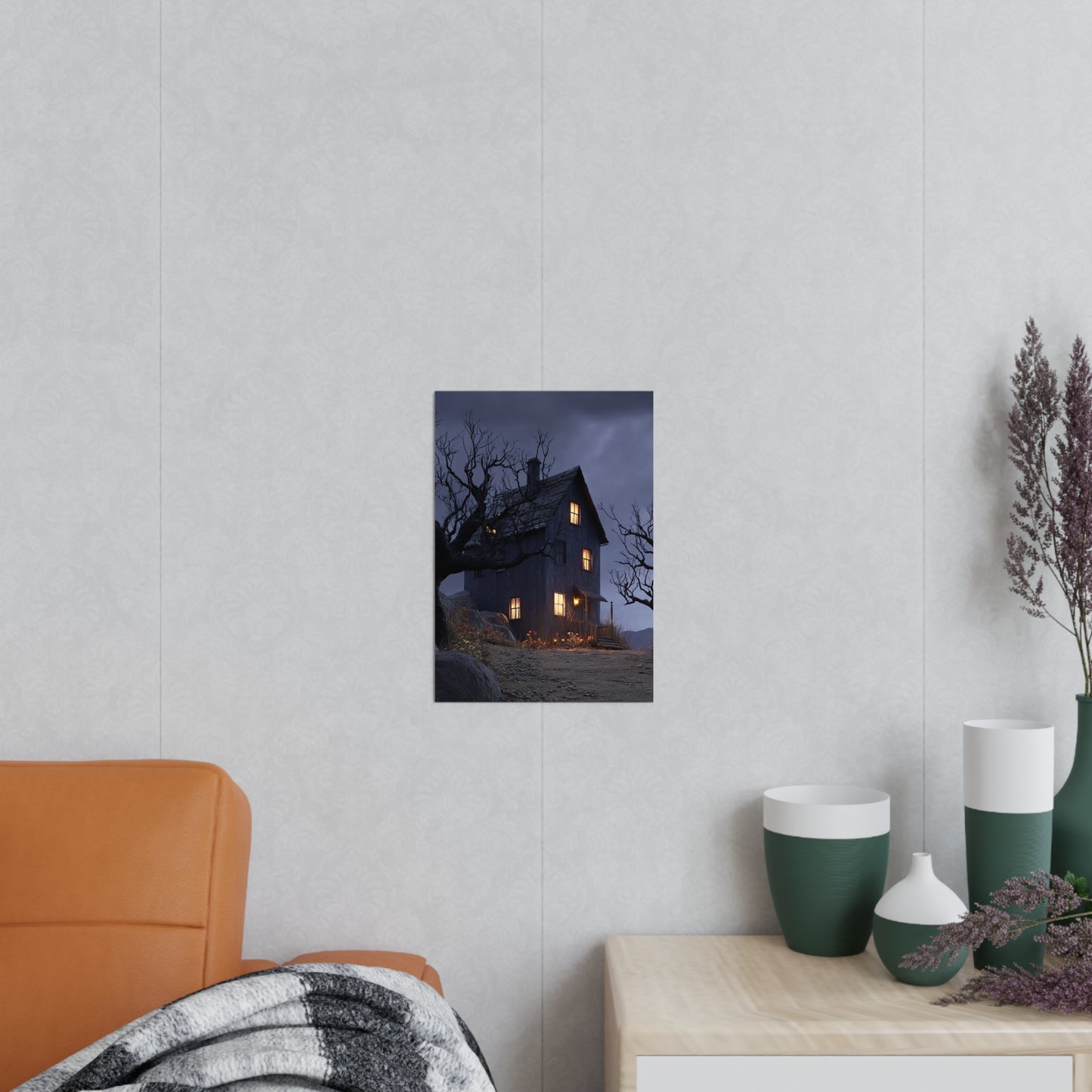 Haunting Home Posters, Dark Aesthetic Wall Art, Cozy Living Room Decor, Spooky Artwork, Halloween Decoration
