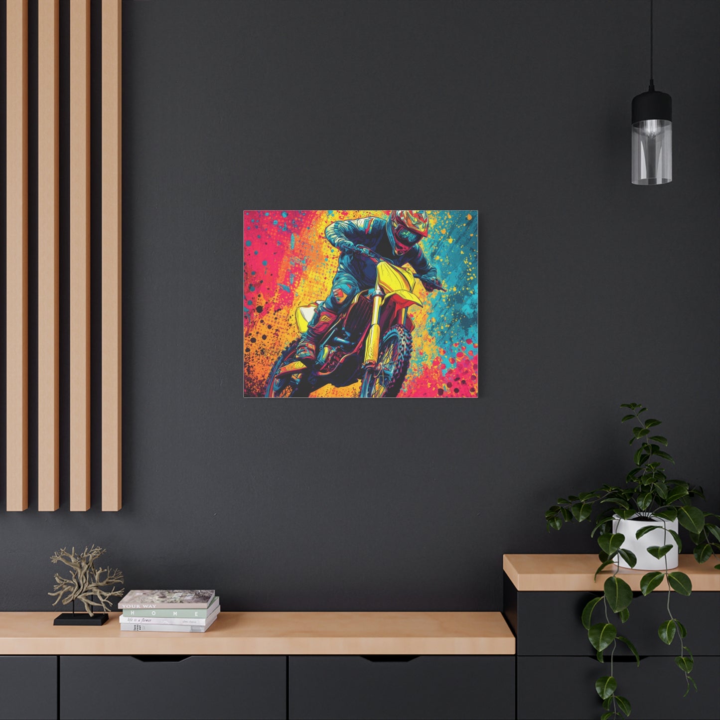 Vibrant Motocross Canvas Art, Perfect for Sports Enthusiasts, Wall Decor, Gift for Bikers, Home or Office Decoration