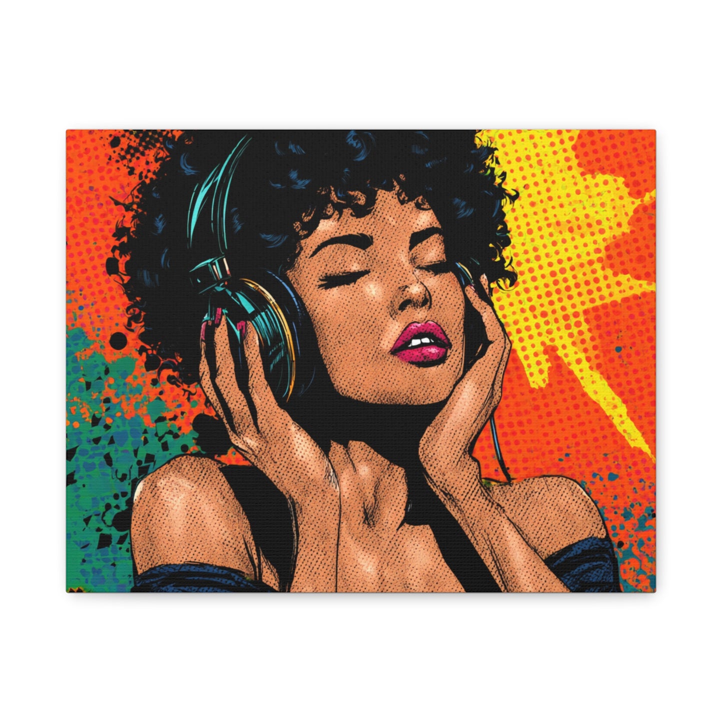 Vibrant Canvas Wall Art, Pop Art Painting, Music Lover