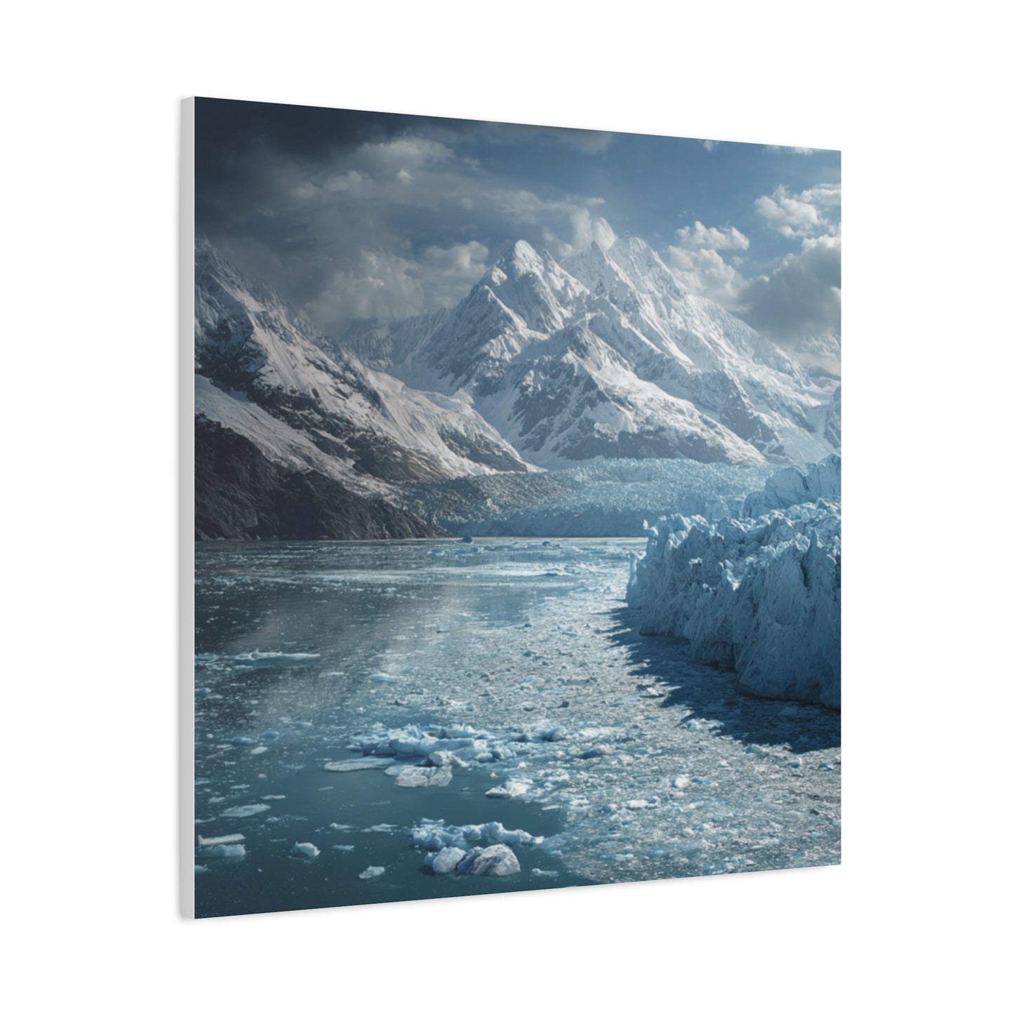 Stretched Canvas Art Print - Serene Glacier Landscape, Wall Decor, Nature Artwork, Gift for Nature Lovers, Home Décor, Winter Scene