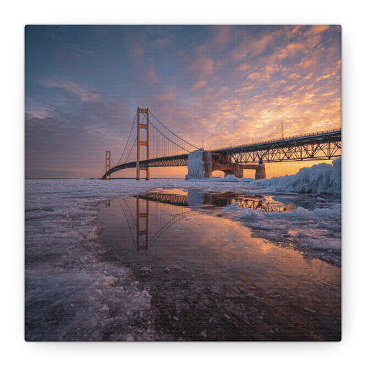 Framed Canvas Wall Art, Stunning Michigan Bridge, Home Decor, Gift for Art Lovers, Modern Aesthetic, Nature Photography