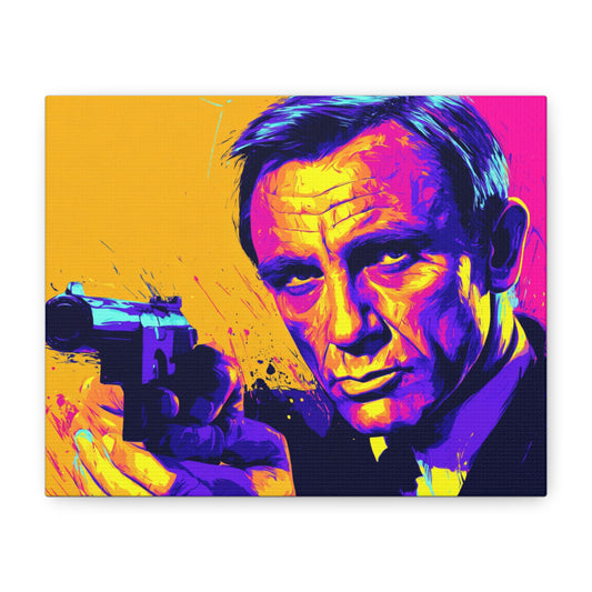 Colorful Canvas Wall Art, Retro Decor, Movie Lover's Gift, Home Office Artwork, Unique Pop Art, James Bond Inspired
