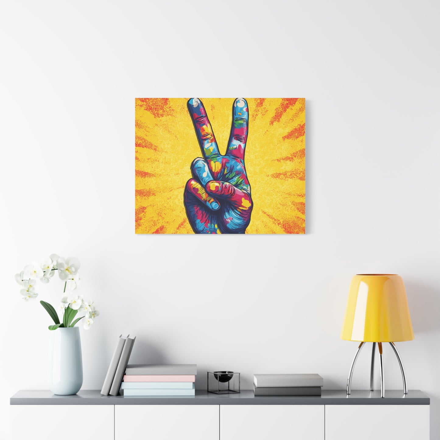 Canvas Print - Hand Peace Sign Pop Art Style