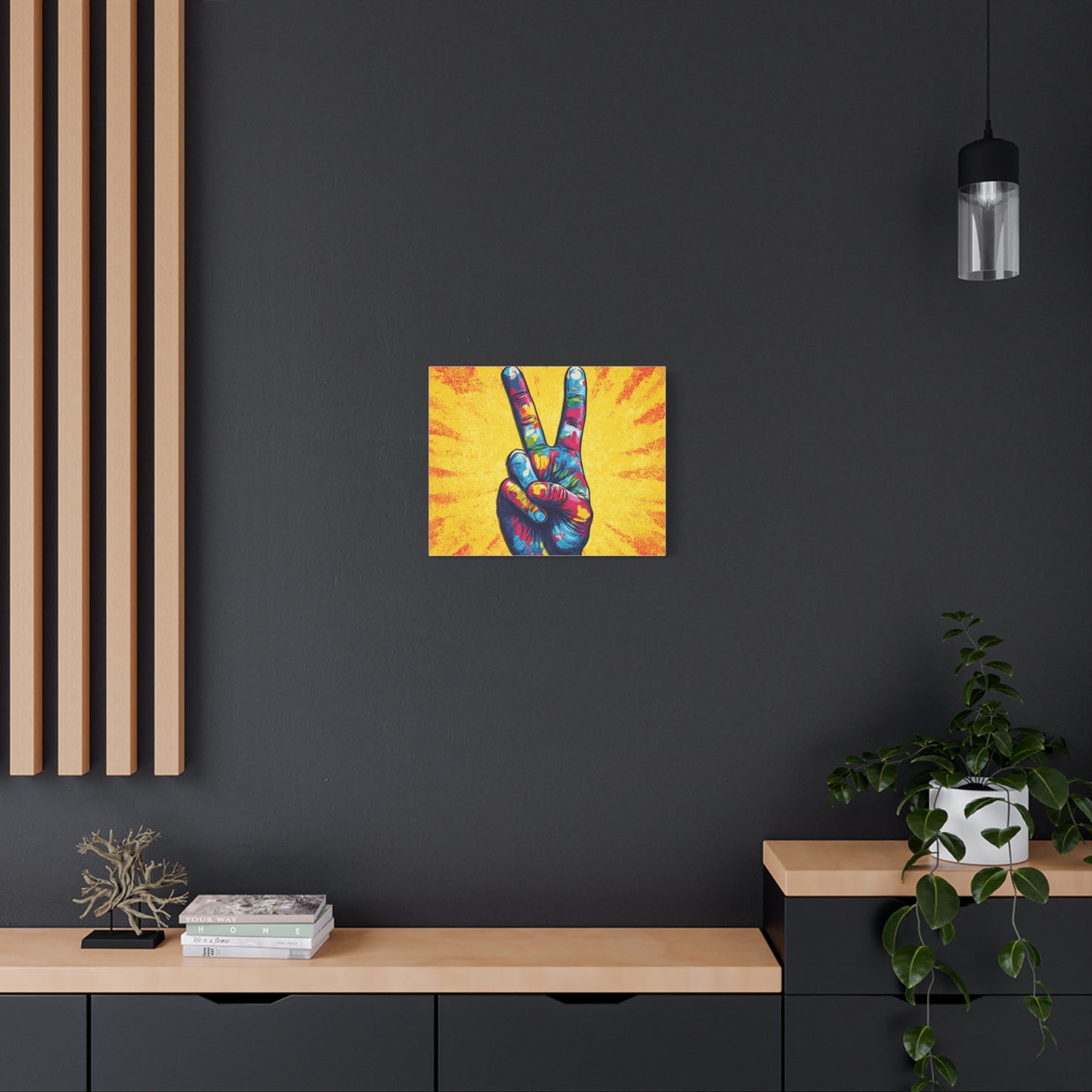 Canvas Print - Hand Peace Sign Pop Art Style