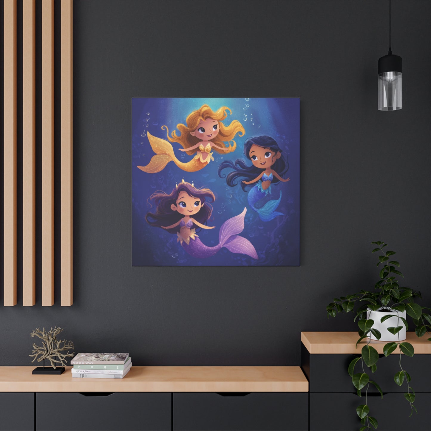 Mermaid Kids' Canvas Print, Whimsical Wall Art for Girls' Rooms, Cute Nursery Decor, Mermaid Theme Bedroom, Magical Birthday Gift