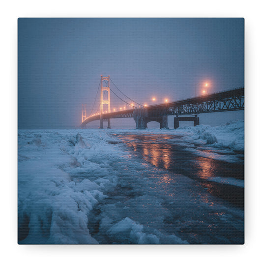 Winter Bridge Canvas Print, Decorative Wall Art, Home Decor, Framed Landscape, Gift for Nature Lovers, Contemporary Art