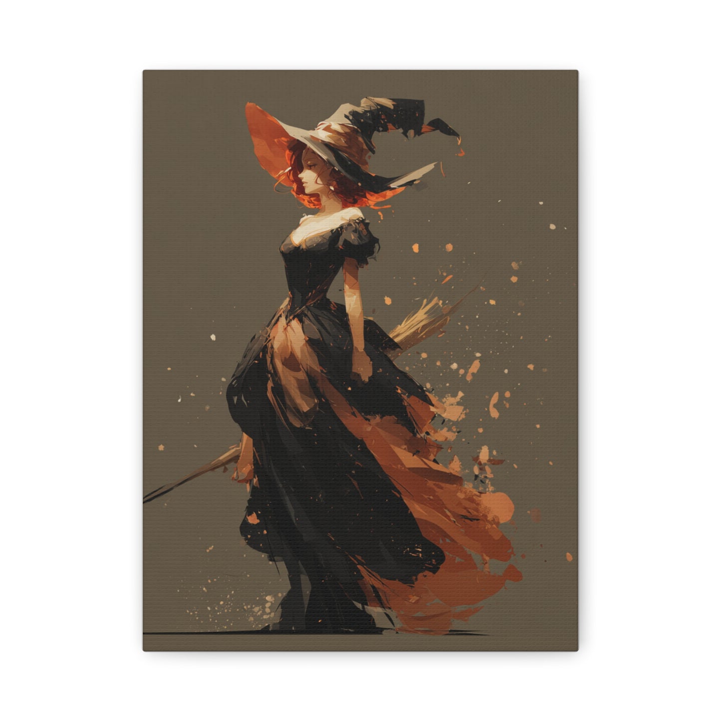 Witch Art Canvas Wall Decor, Magical Witch Painting, Halloween Home Decor, Modern Art Print, Witchcraft Wall Art