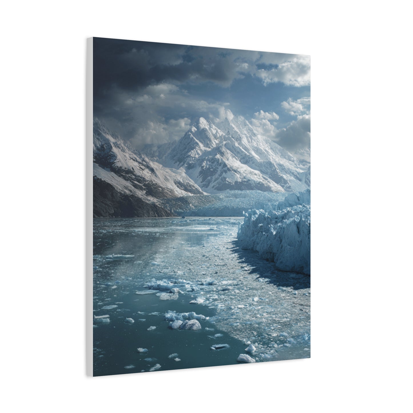 Stretched Canvas Art Print - Serene Glacier Landscape, Wall Decor, Nature Artwork, Gift for Nature Lovers, Home Décor, Winter Scene