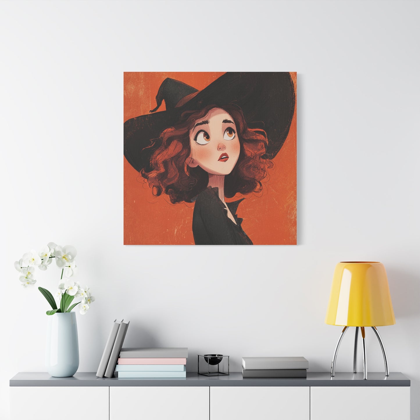 Whimsical Witch Canvas Print, Halloween Decor, Art for Home, Gift for Witches, Fall Wall Art, Magic Lover's Gift