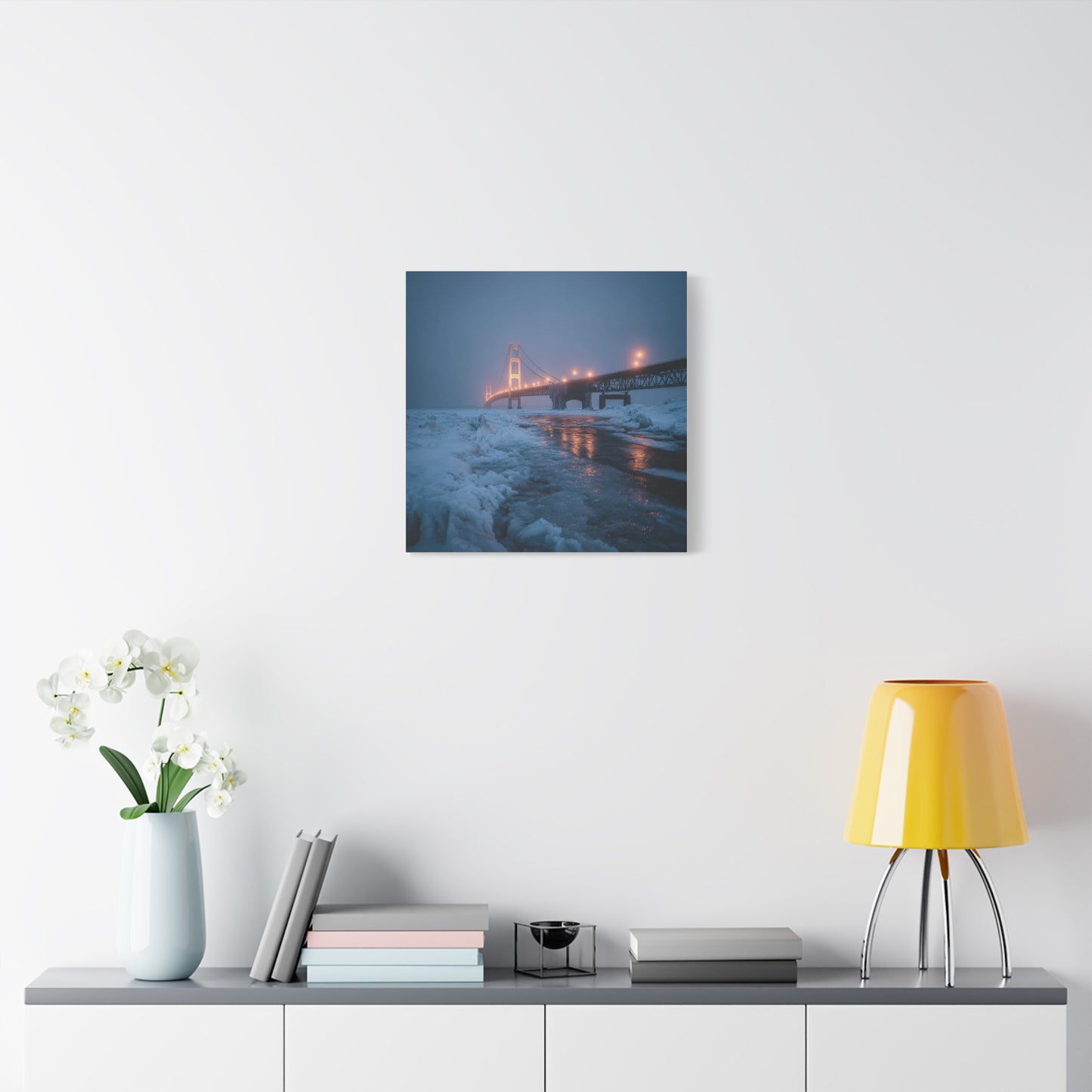 Winter Bridge Canvas Print, Decorative Wall Art, Home Decor, Framed Landscape, Gift for Nature Lovers, Contemporary Art