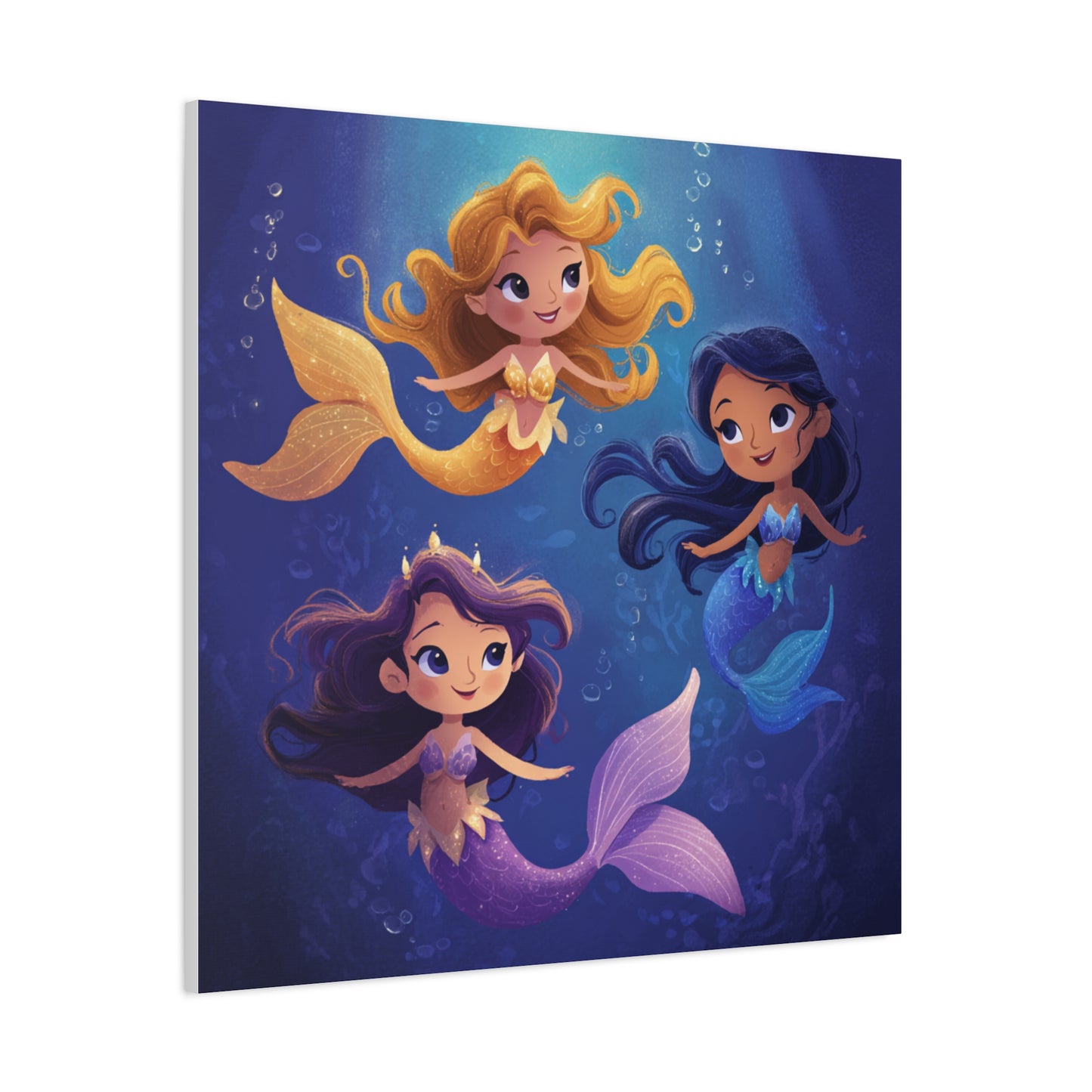 Mermaid Kids' Canvas Print, Whimsical Wall Art for Girls' Rooms, Cute Nursery Decor, Mermaid Theme Bedroom, Magical Birthday Gift